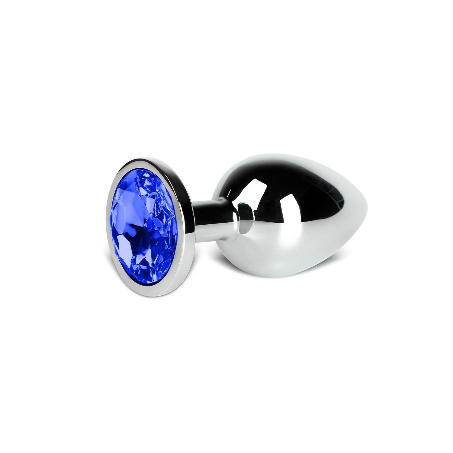 Metal Elmas Taşlı Anal Plug Mavi En Küçük Boy