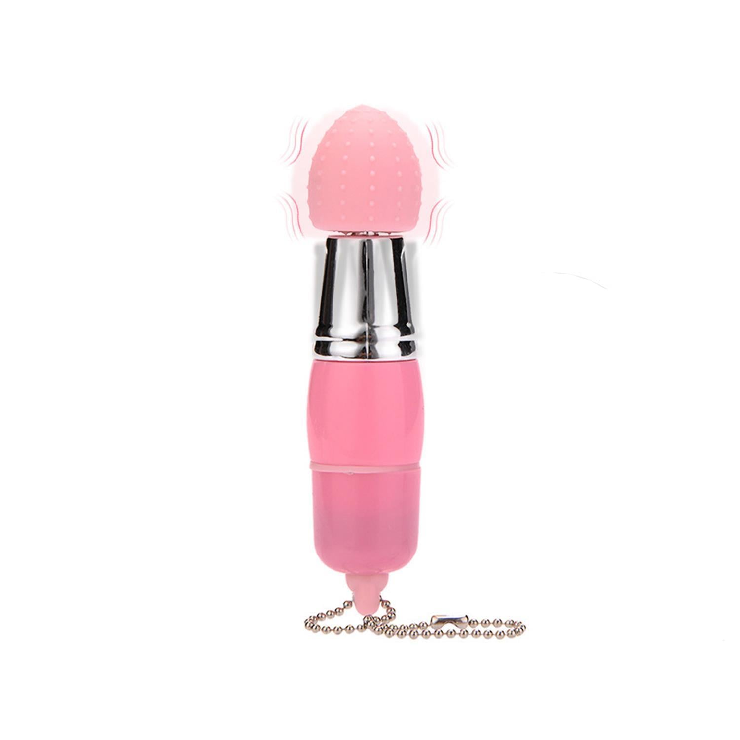 Mini Anahtarlık Vibratör – 3 Başlıklı Kompakt Masaj Cihazı Pembe