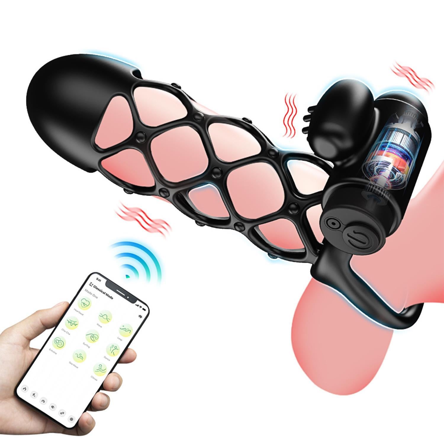 Telefon Kontrollü Titreşimli Penis Kılıfı - Şarjlı