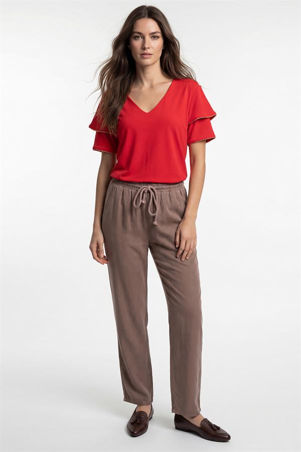 V Yaka-Volan Kol Aksesuarlı, Bluz