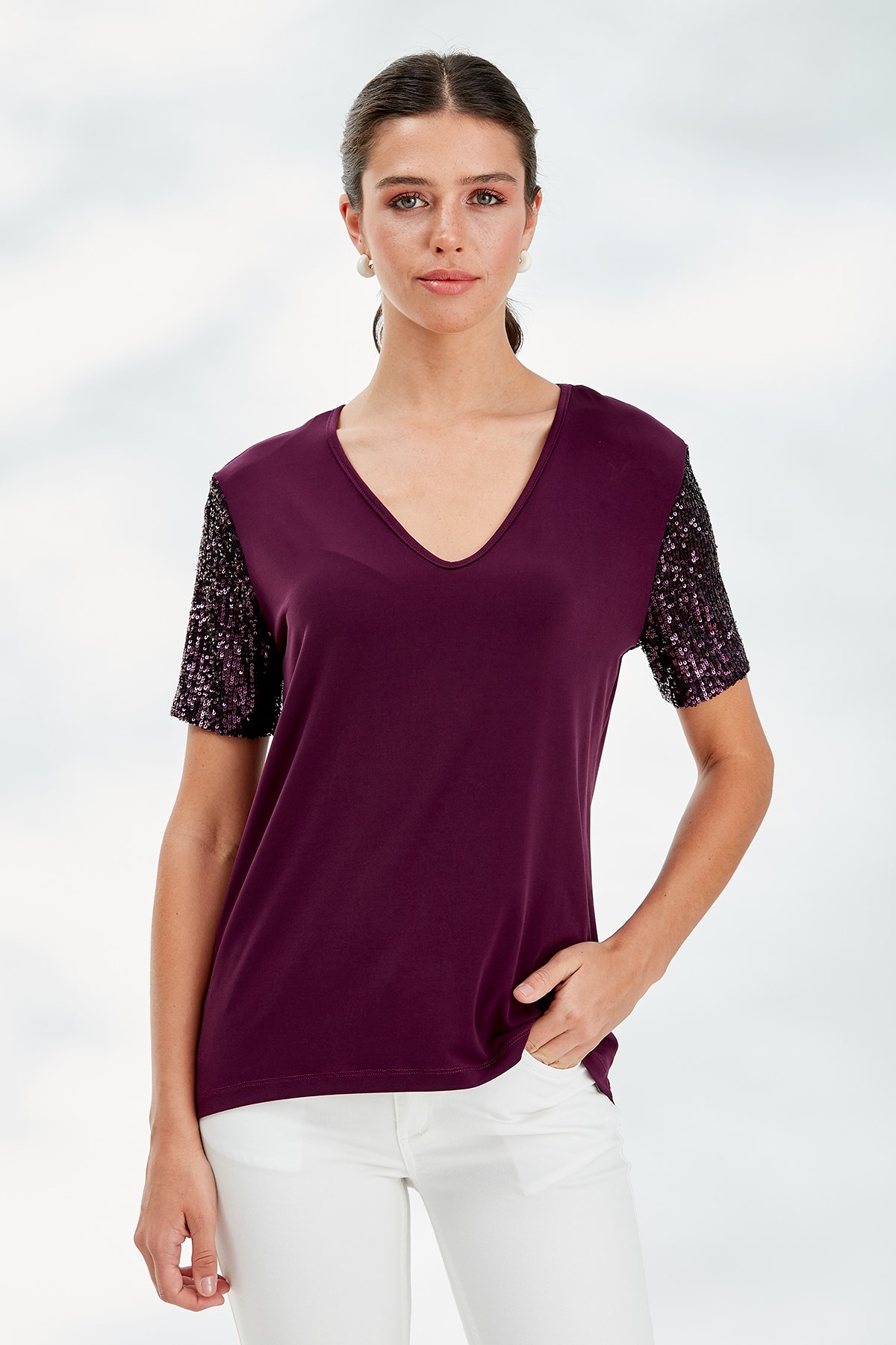 Bluz, V Yaka Ön-Arka Geçişli