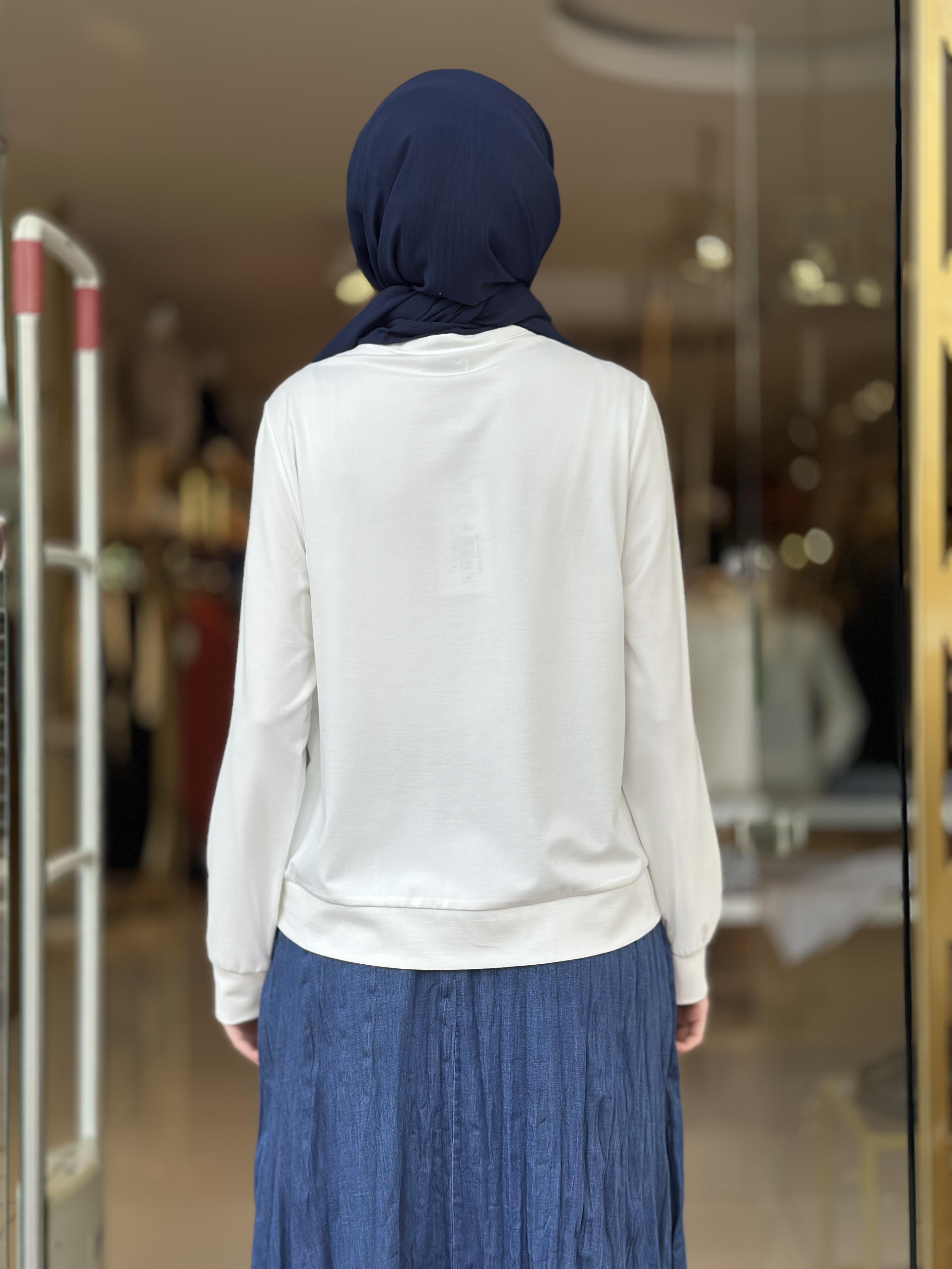 Boncuk İşlemeli Tunik - Bebe Mavisi