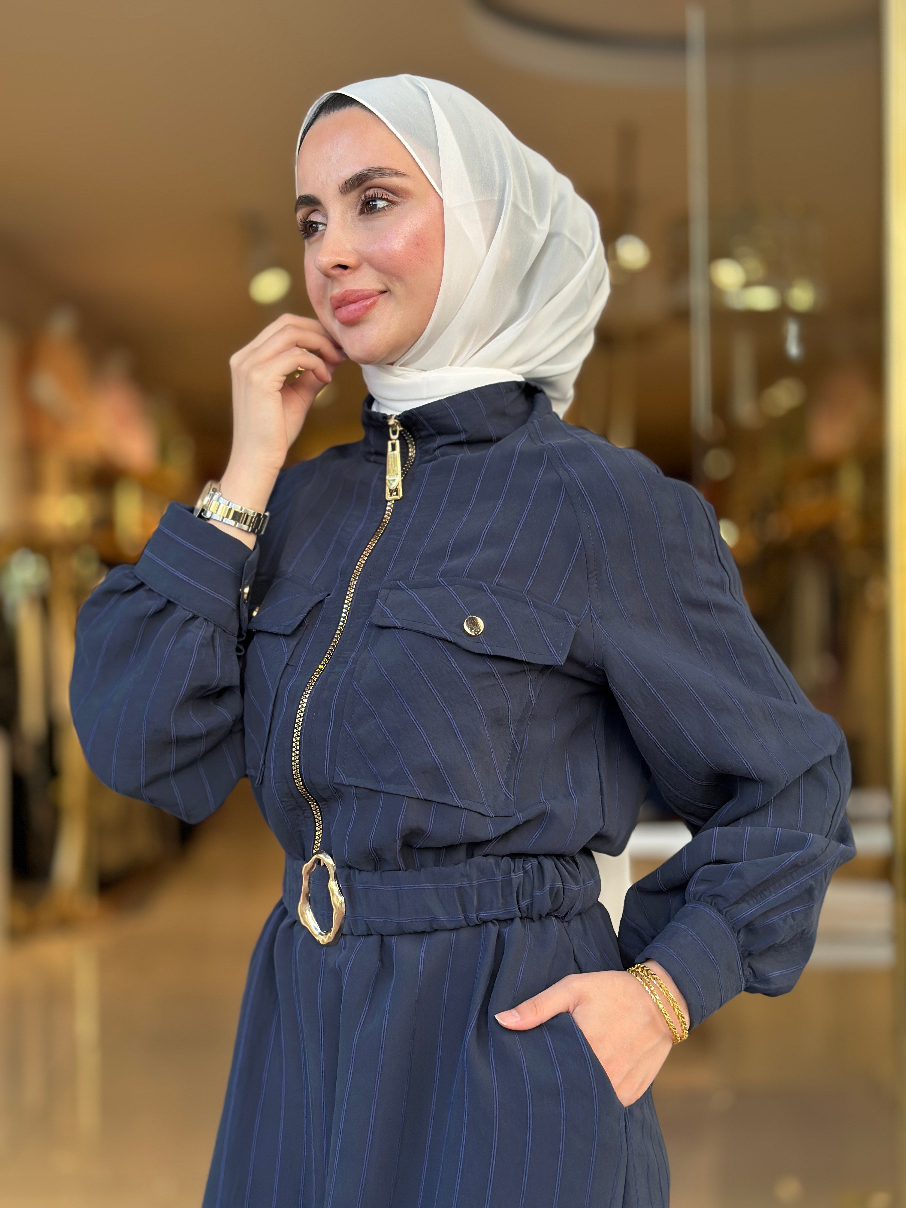 Chic Line Elbise - Lacivert