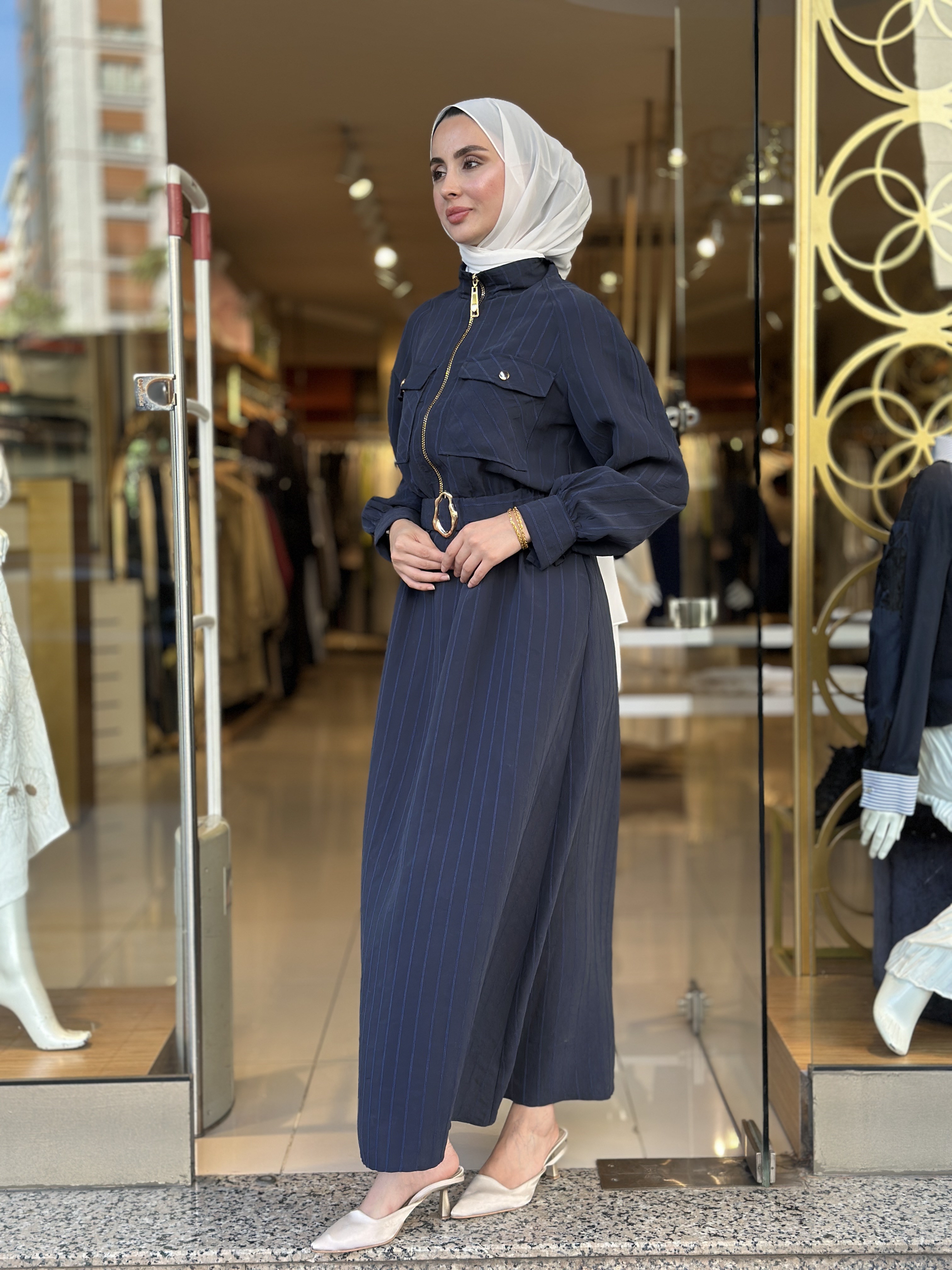Chic Line Elbise - Lacivert