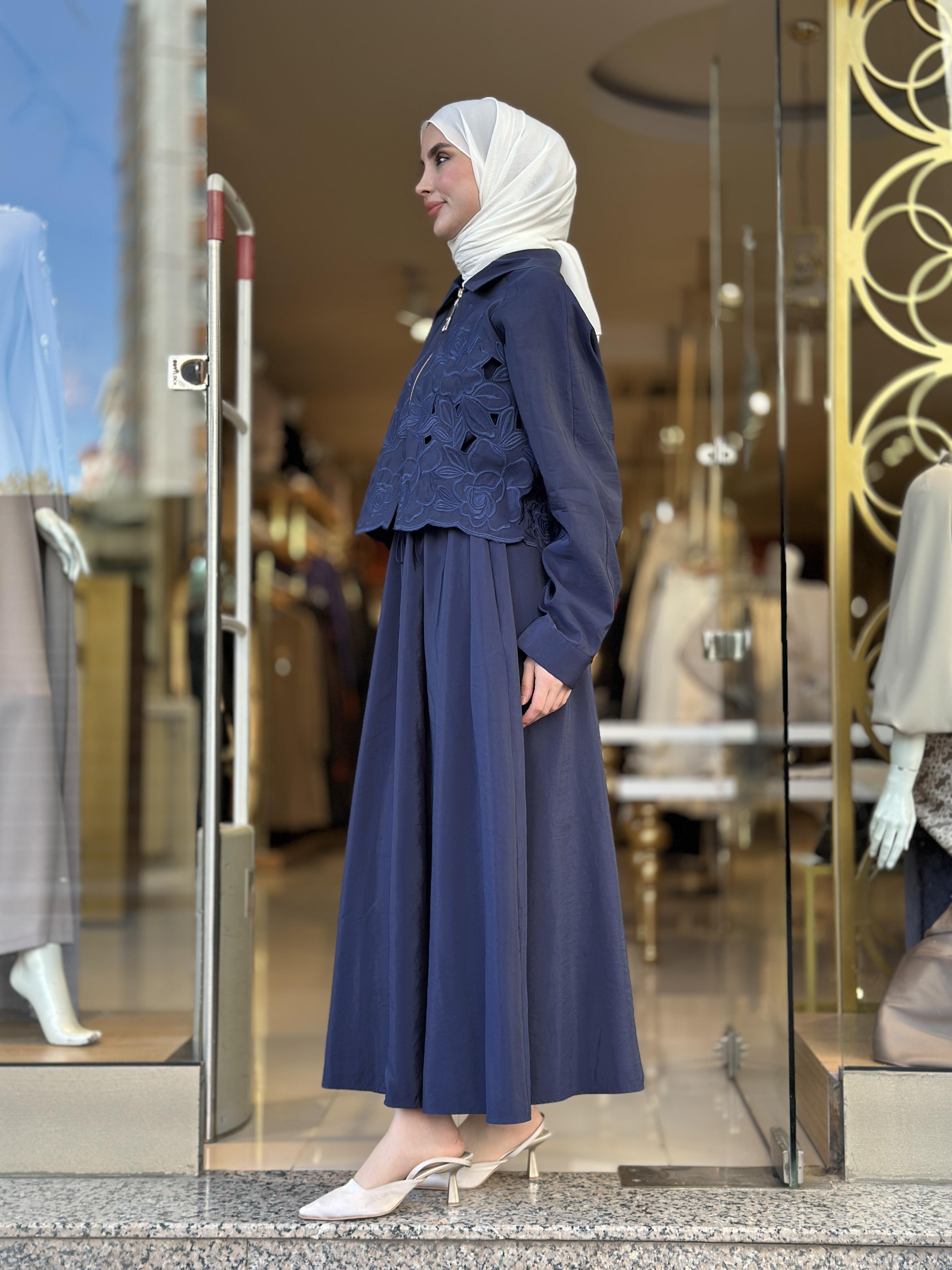 Grace Cut Elbise - Lacivert 