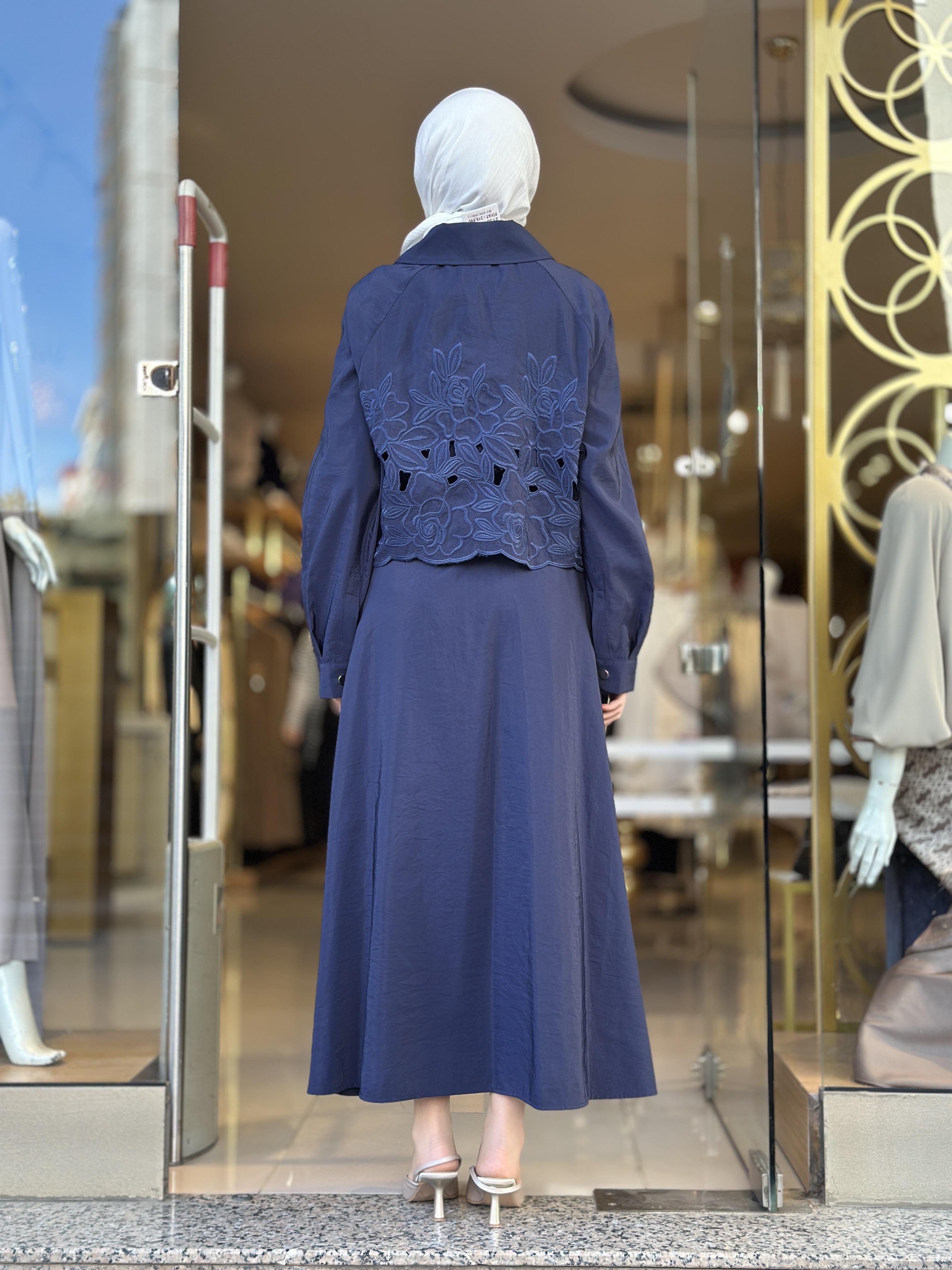 Grace Cut Elbise - Lacivert 