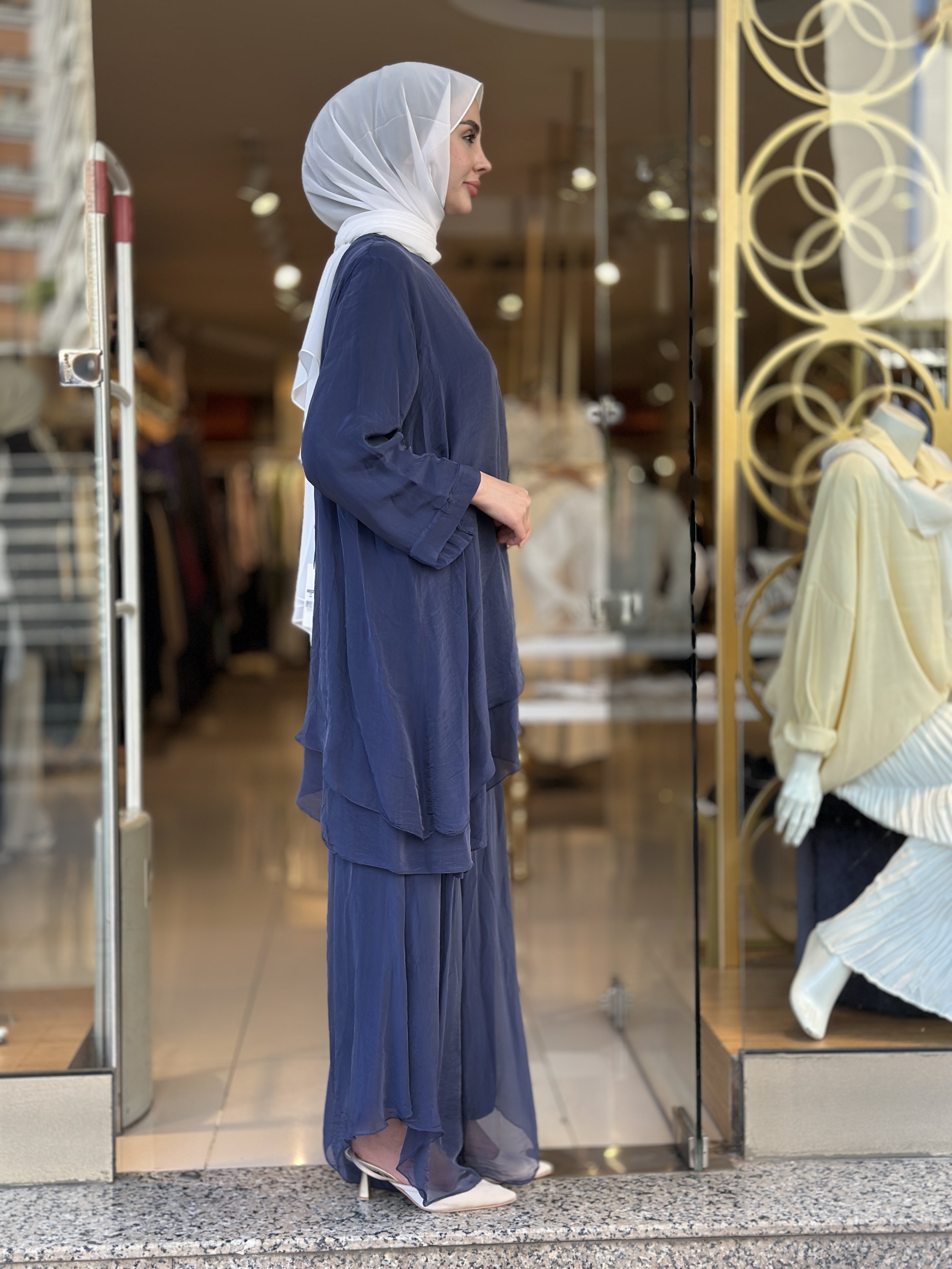 İthal İpek Nice Pantolonlu  Takım - Lacivert