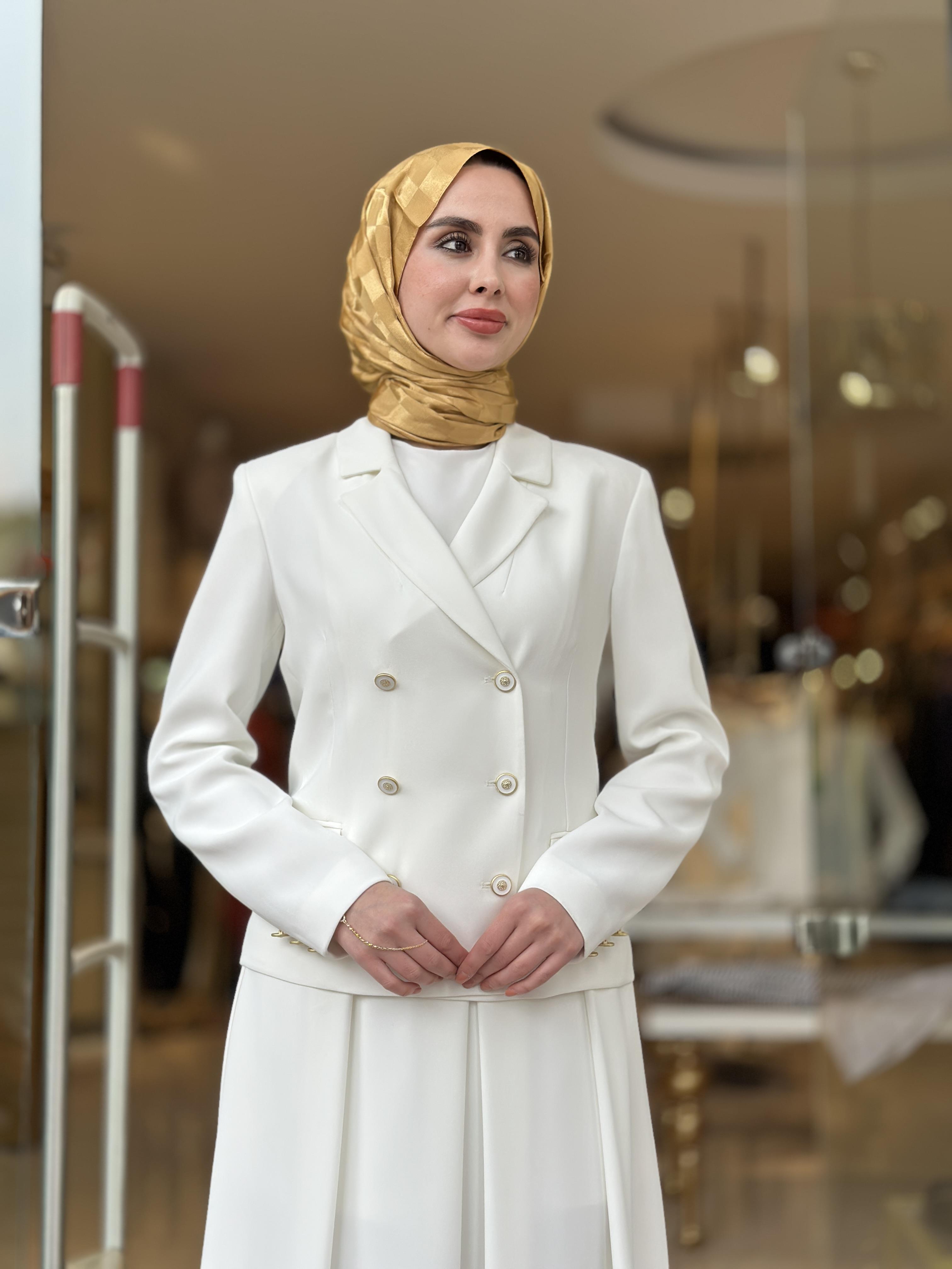 Klasik Ceket Etek Takım - Ekru 