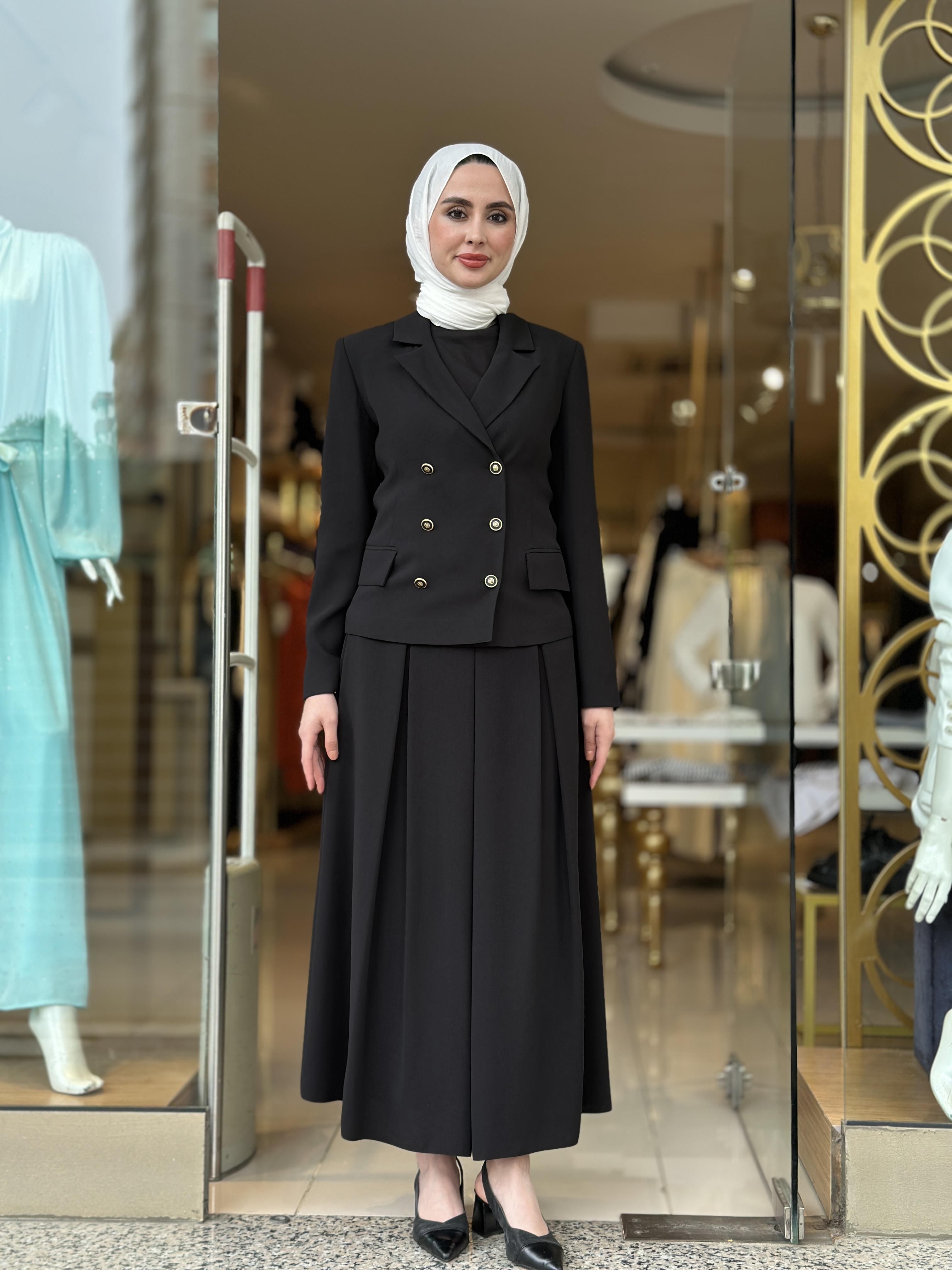 Klasik Ceket Etek Takım - Siyah 