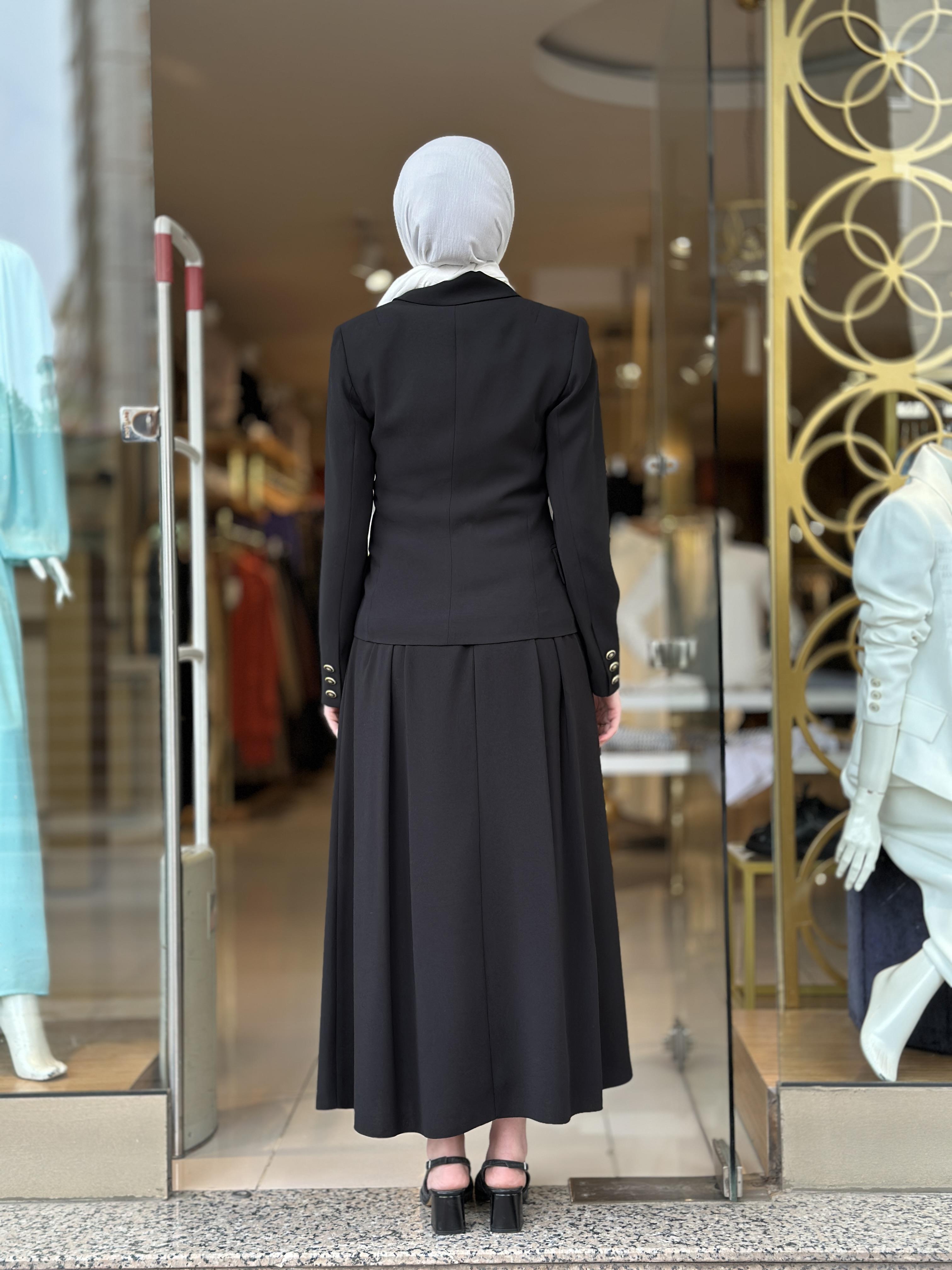 Klasik Ceket Etek Takım - Siyah 