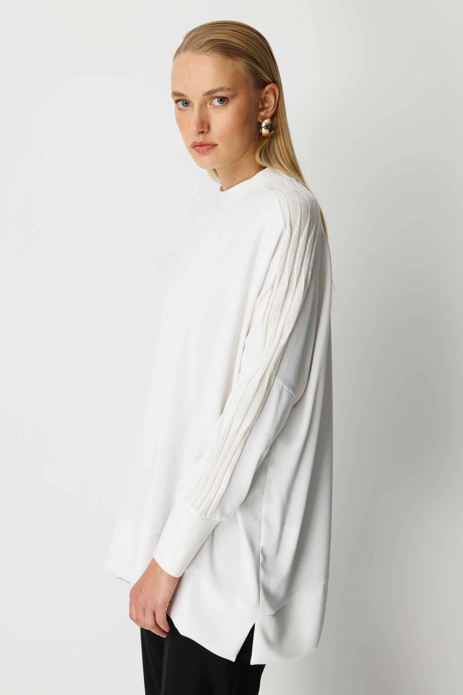 Kol Detaylı Oversize Tunik - Ekru