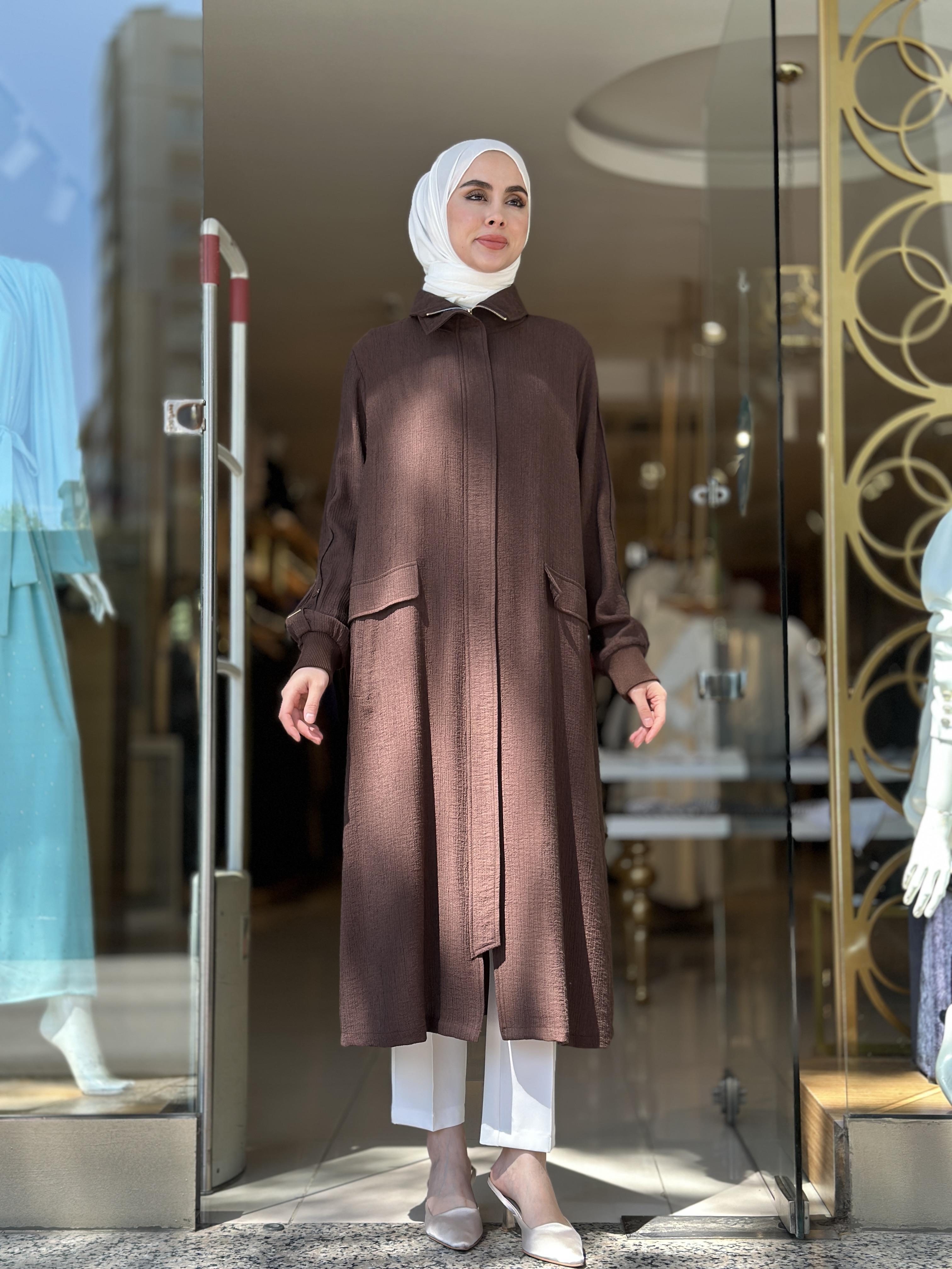 Kol Ve Sırt Aksesuarlı Kap - Kahve