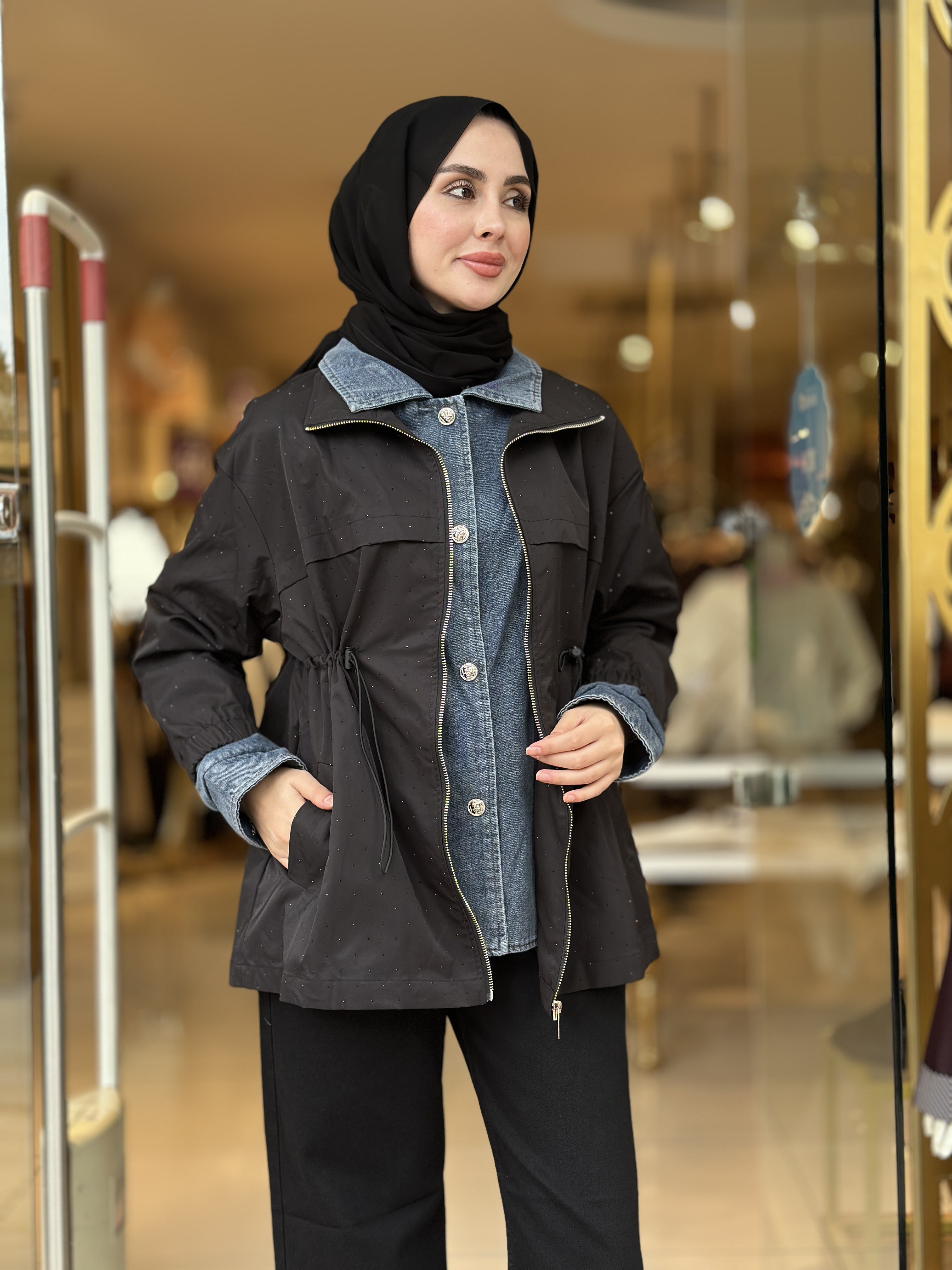 Kot Detaylı Kaban - Siyah 