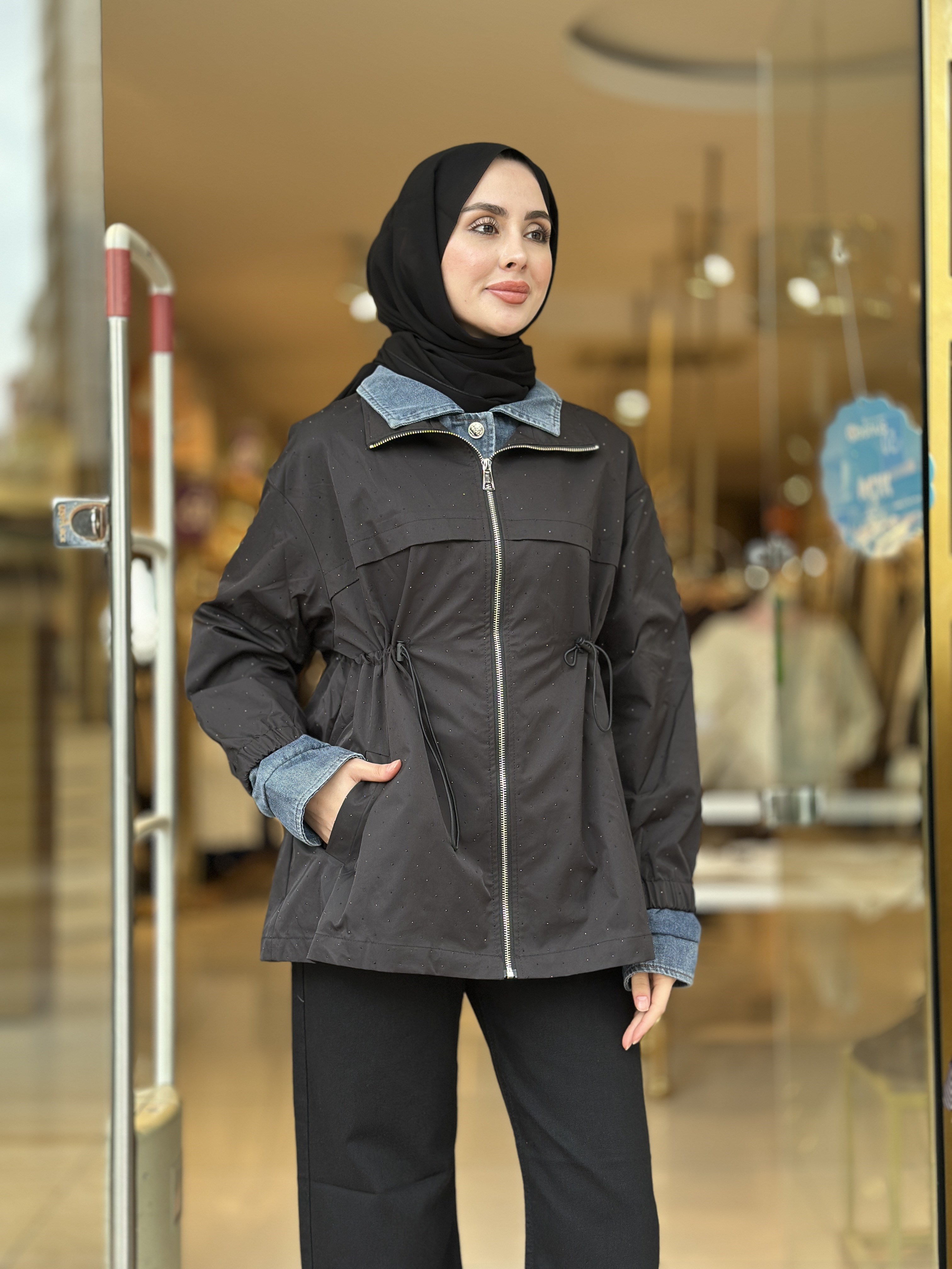 Kot Detaylı Kaban - Siyah 