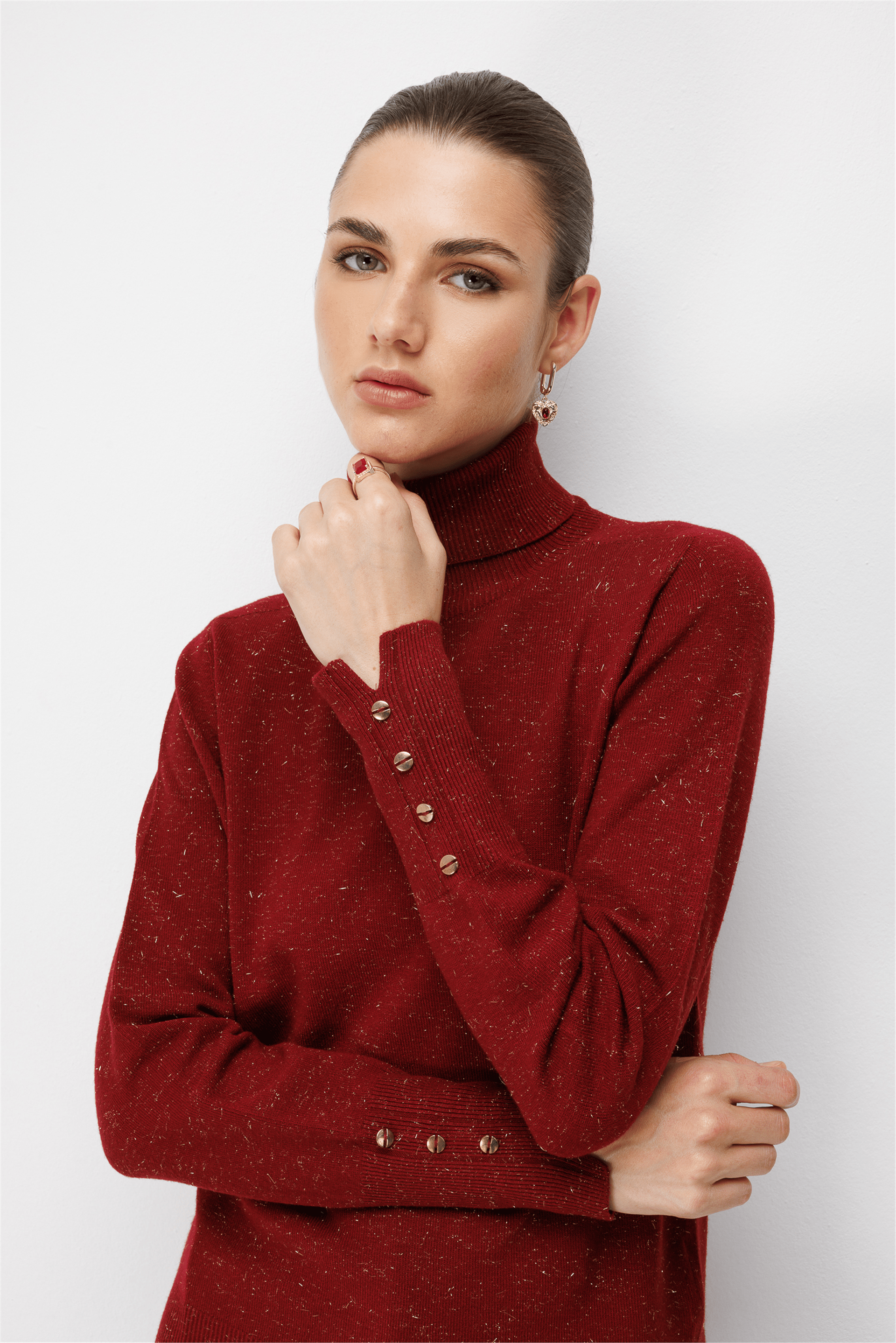 Simli Triko Kazak - Bordo