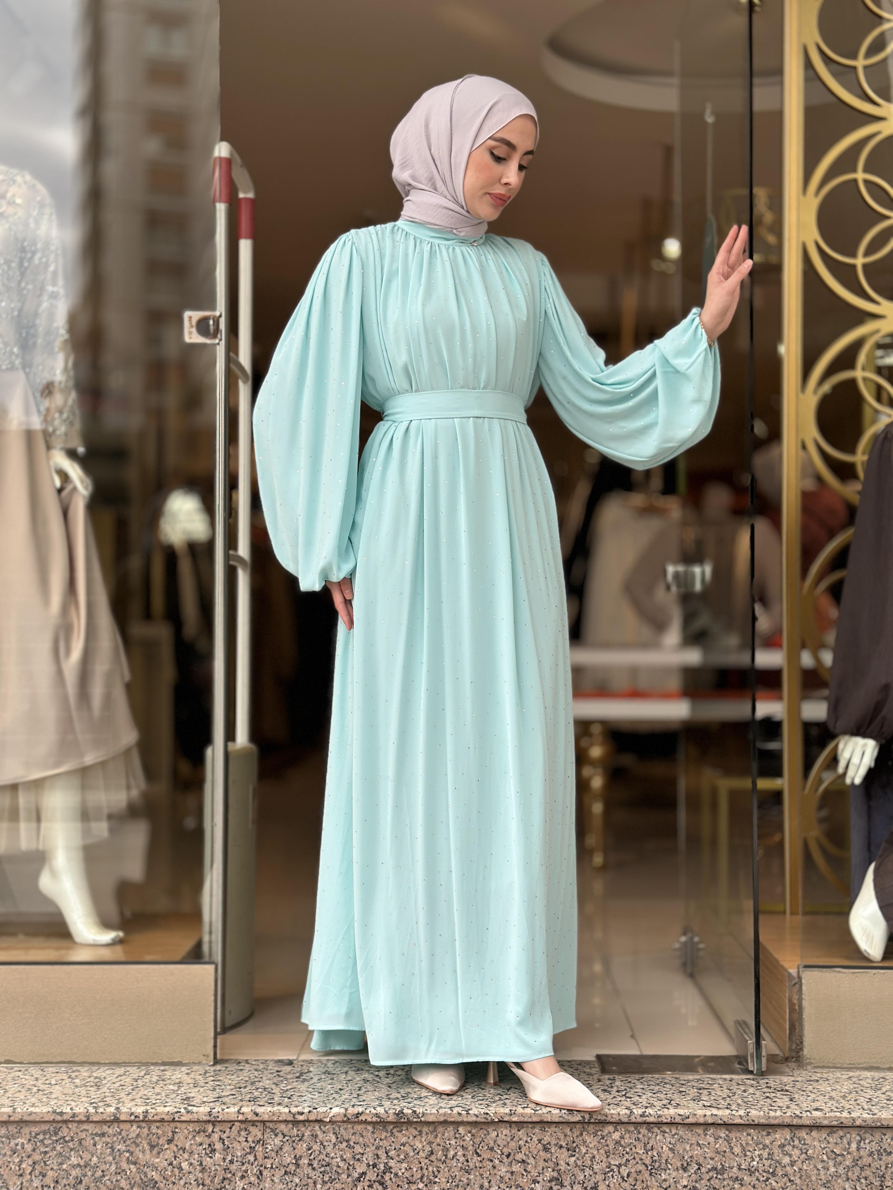Senna Veluna Elbise - Aqua