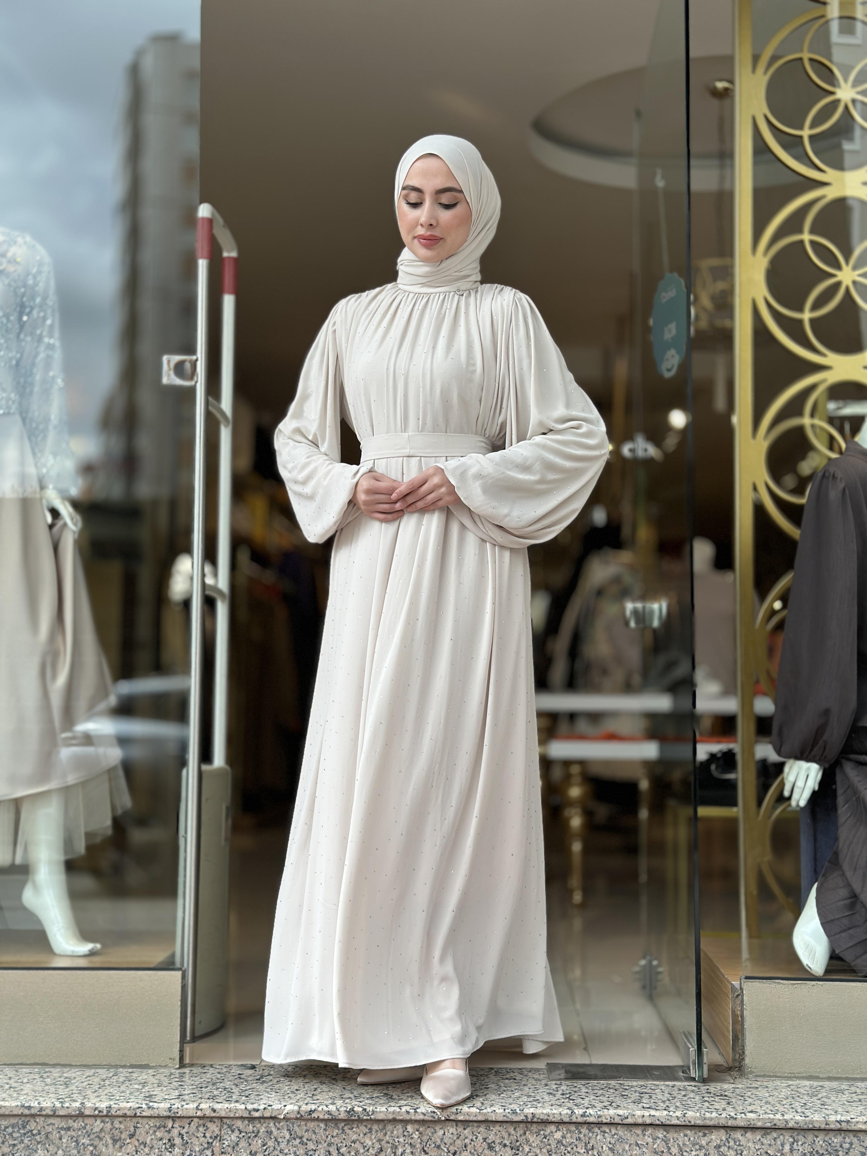 Senna Veluna Elbise - Taş