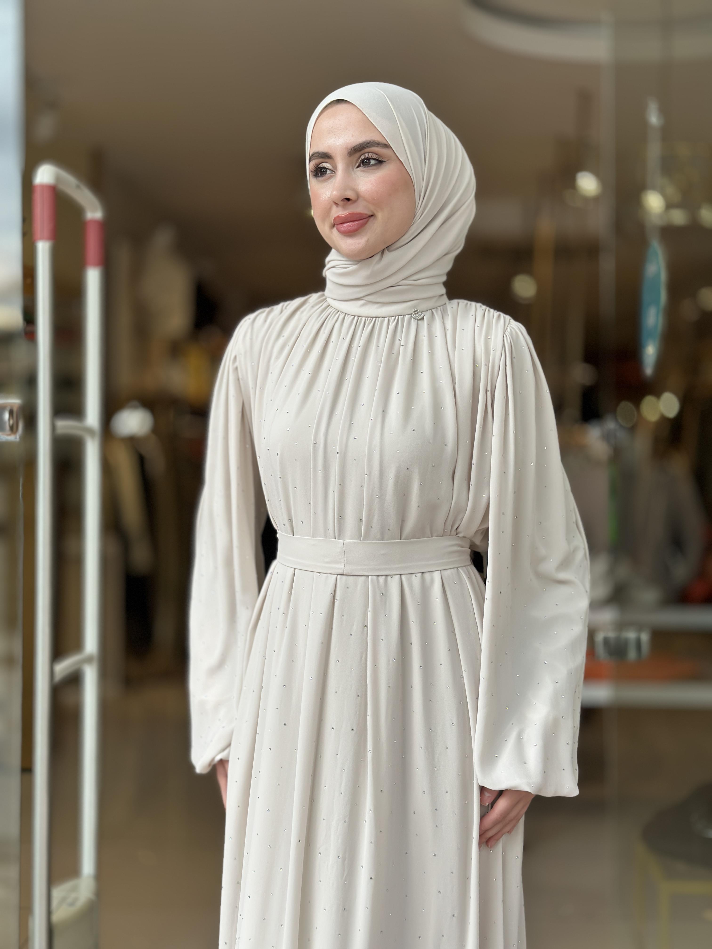 Senna Veluna Elbise - Taş