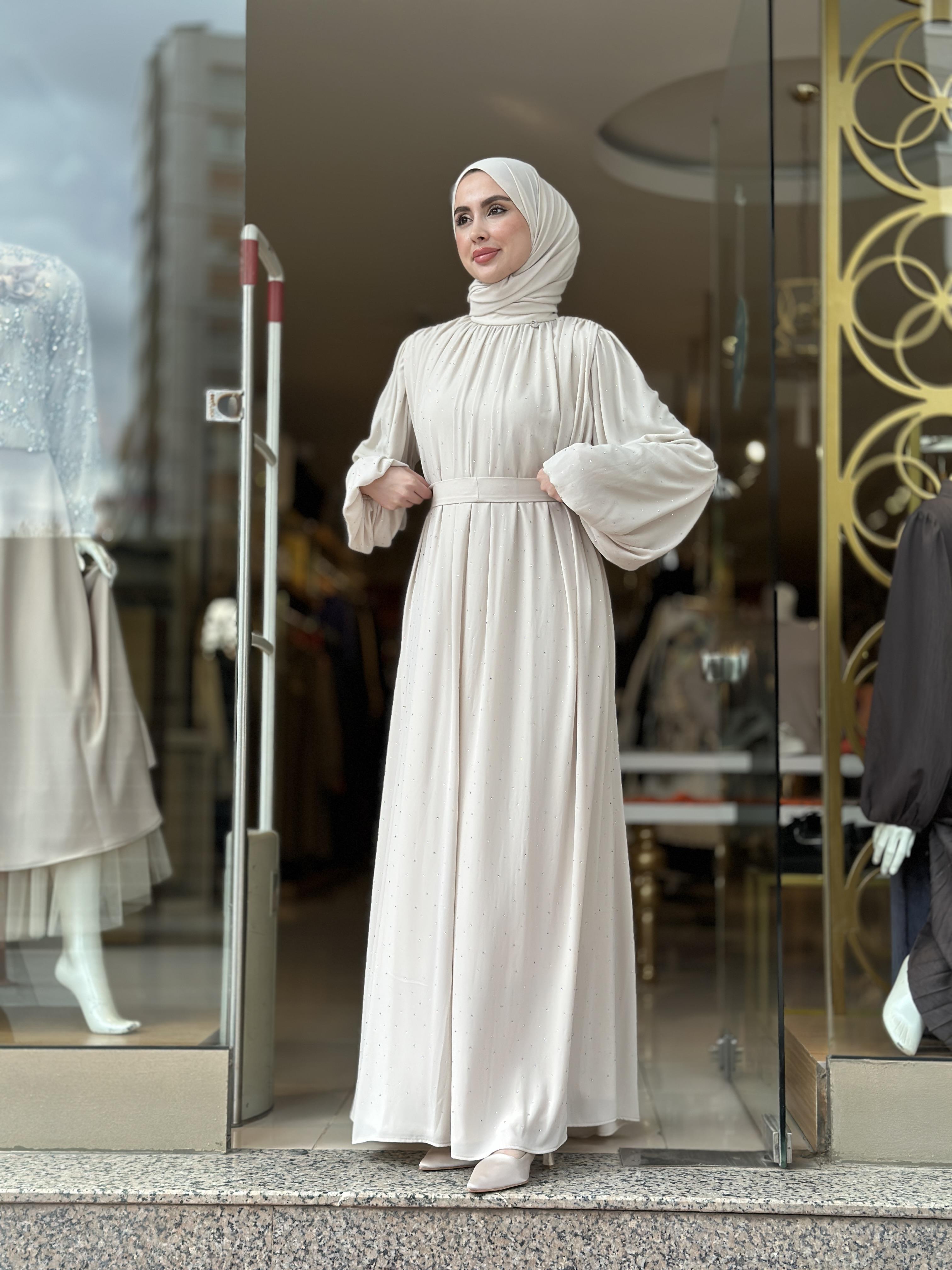 Senna Veluna Elbise - Taş