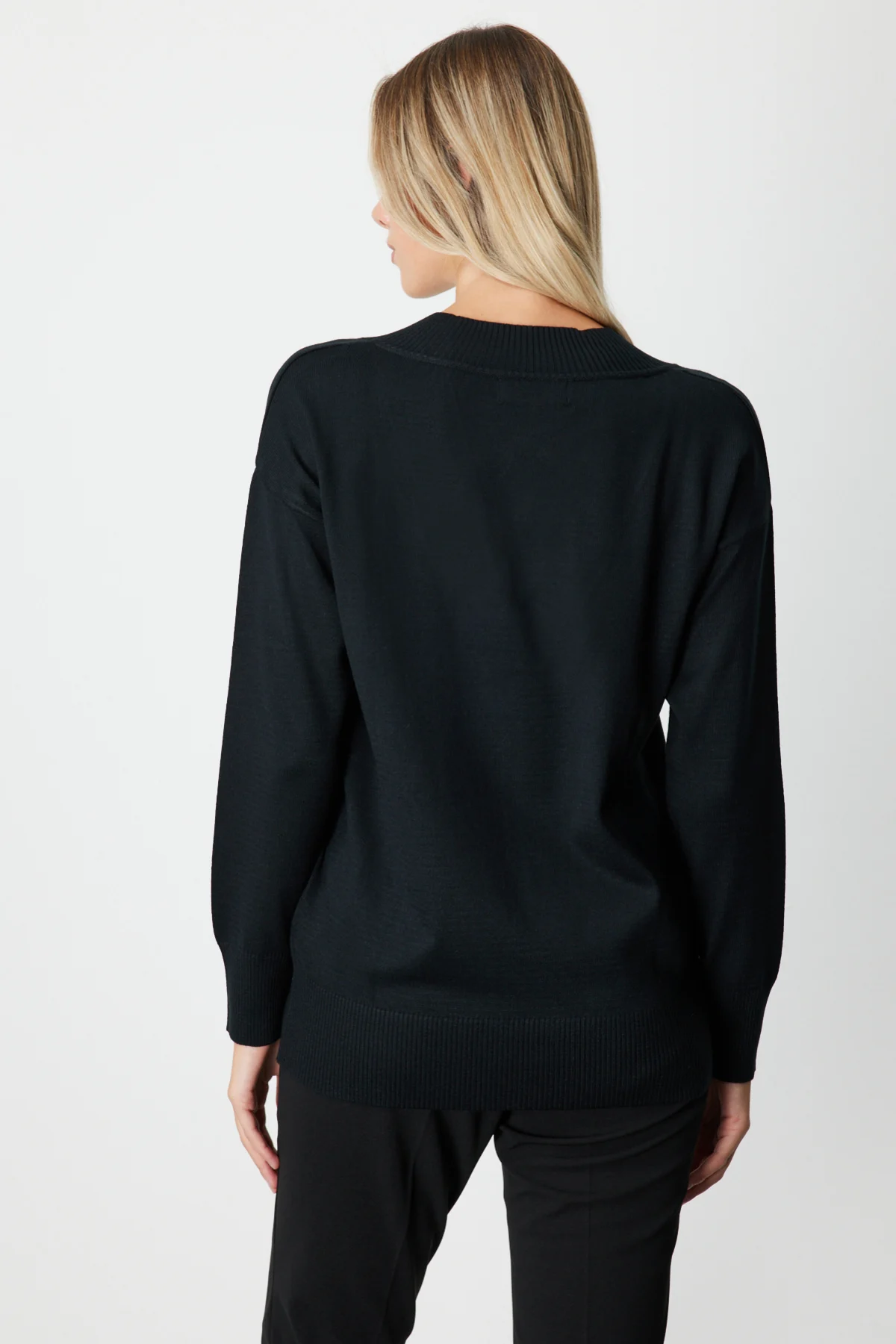 Şerit Detaylı Kazak - Siyah