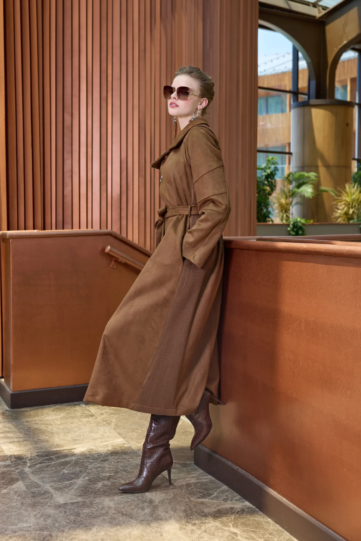 Süet Pardesü - Taba