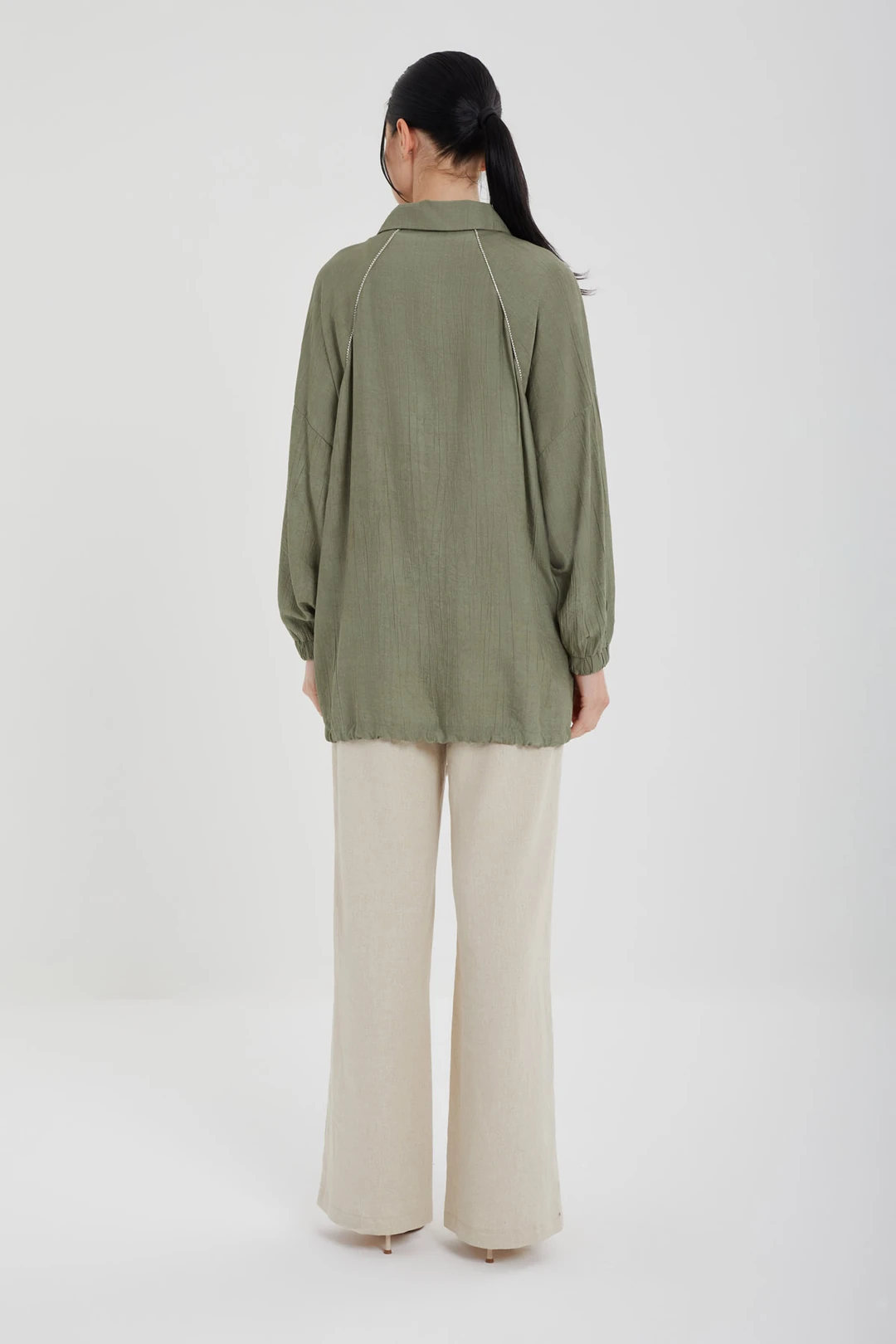 Taş Şeritli Kap - Haki