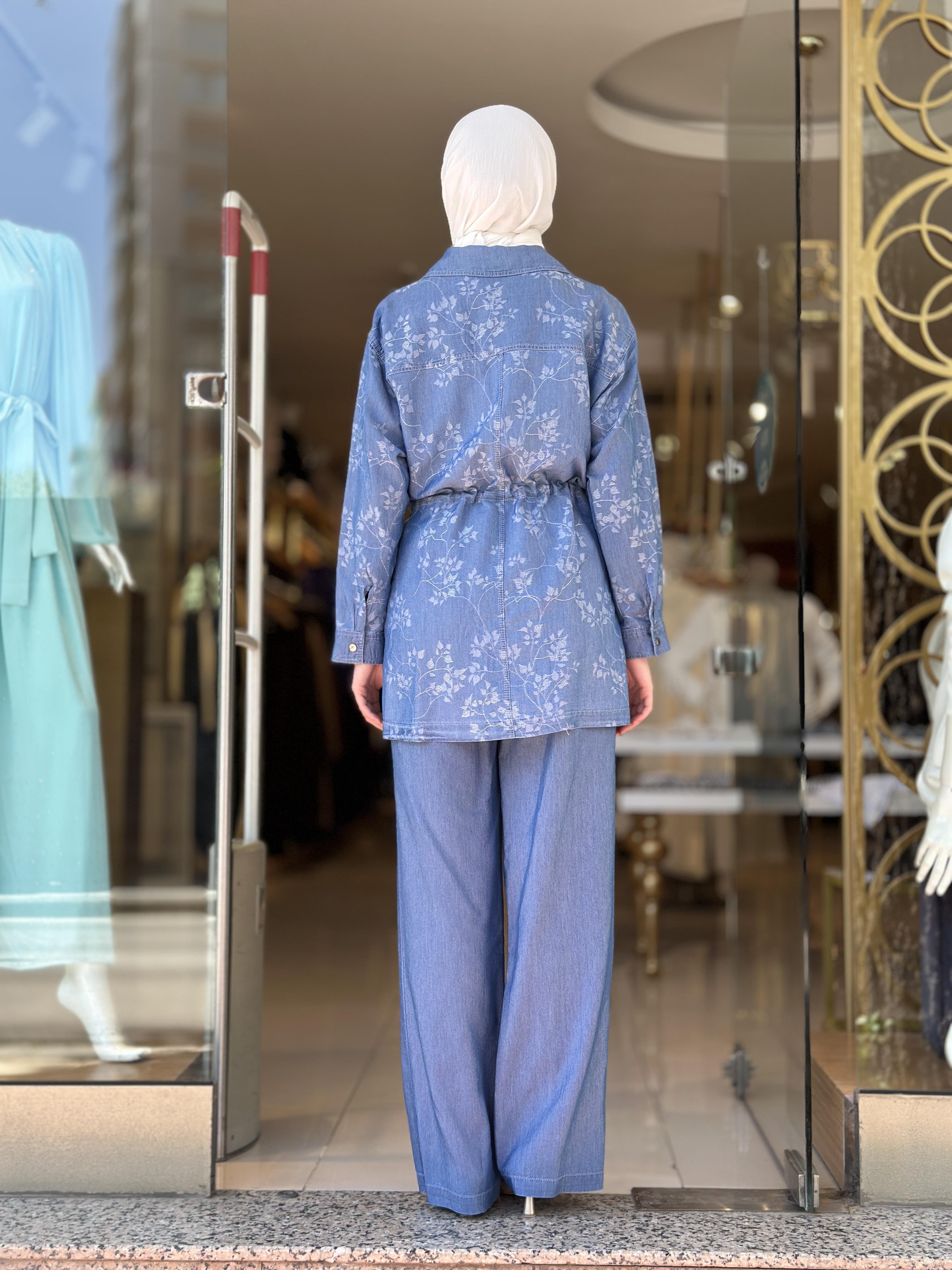Tencel Ceket Pantolon Takım - Mavi