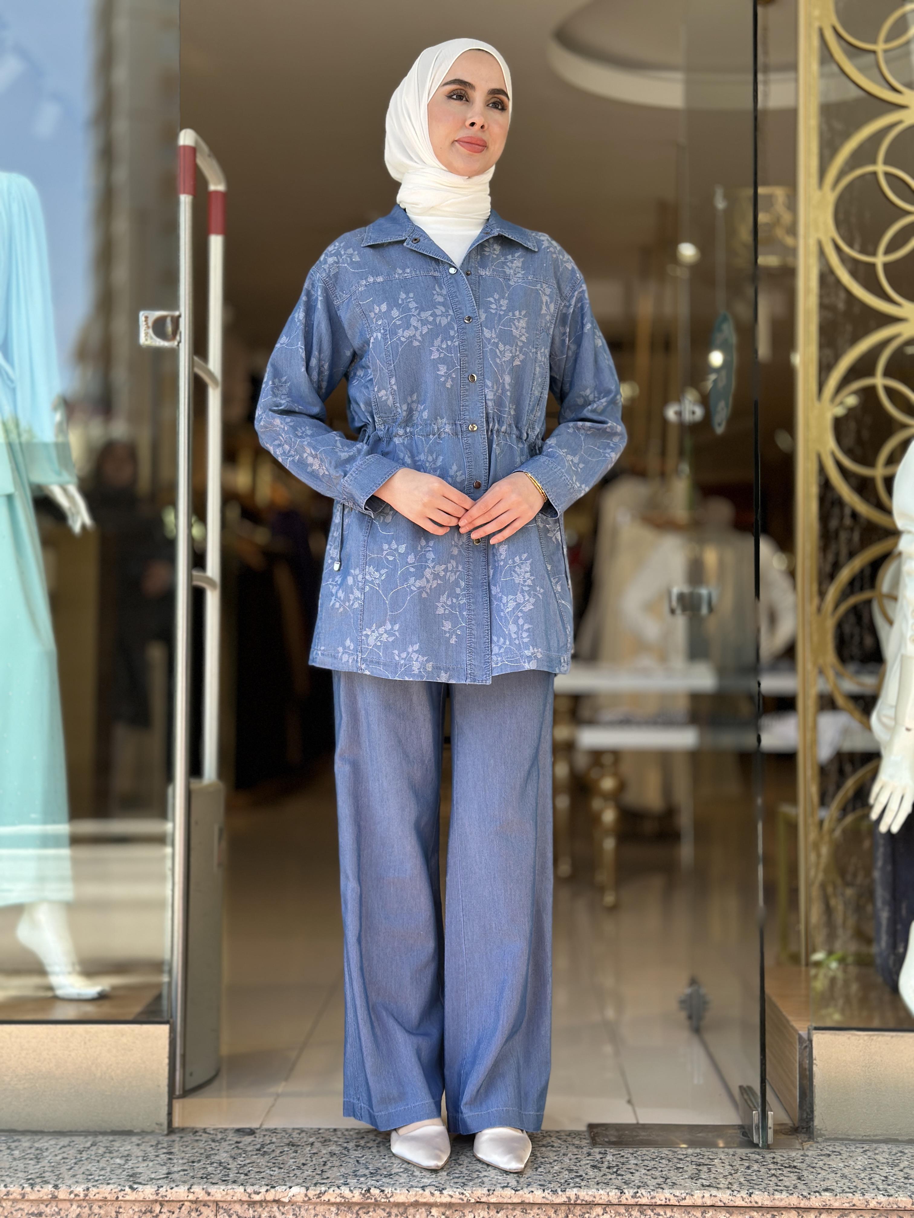 Tencel Ceket Pantolon Takım - Mavi