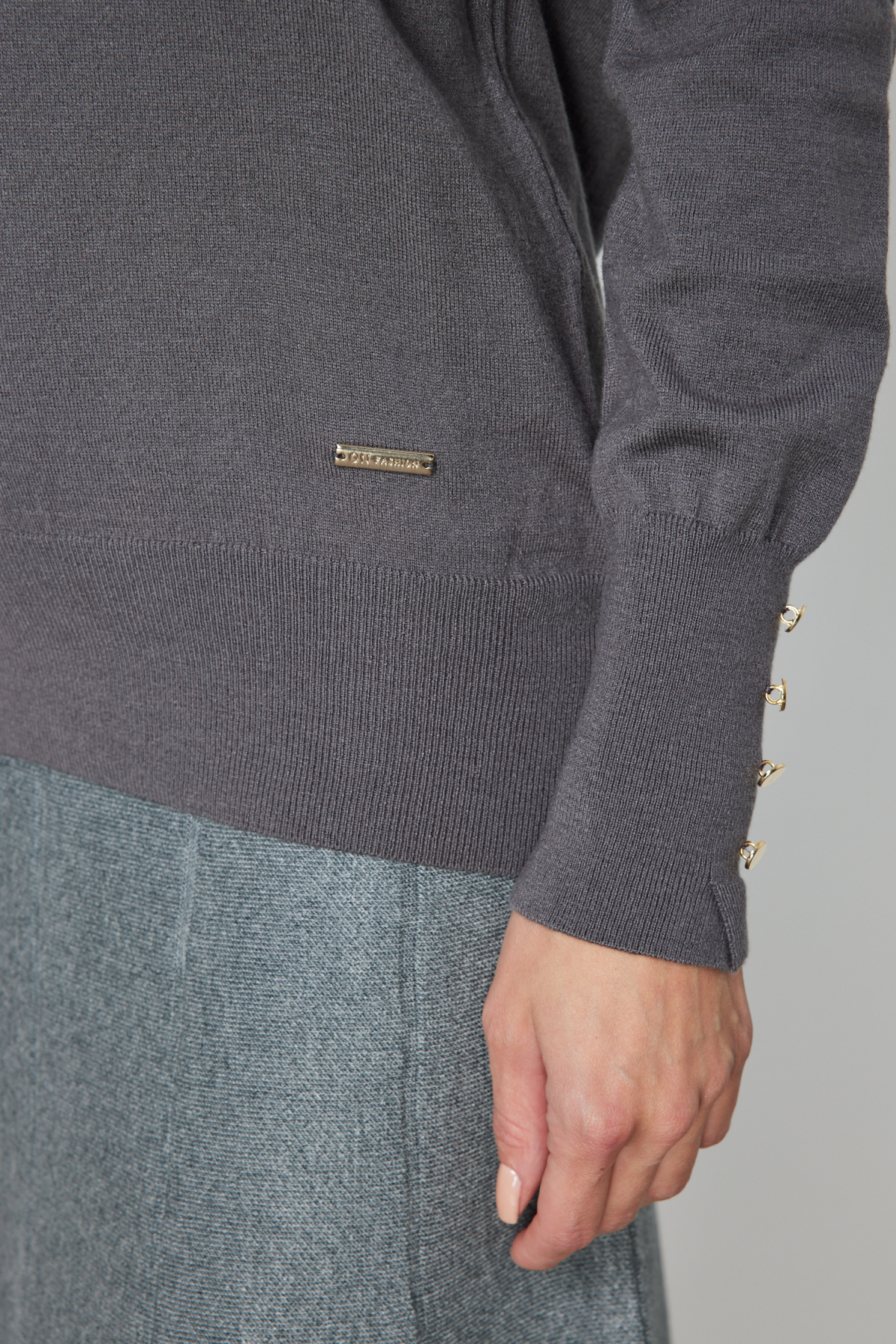 Balıkçı Yaka Triko Kazak - Gri