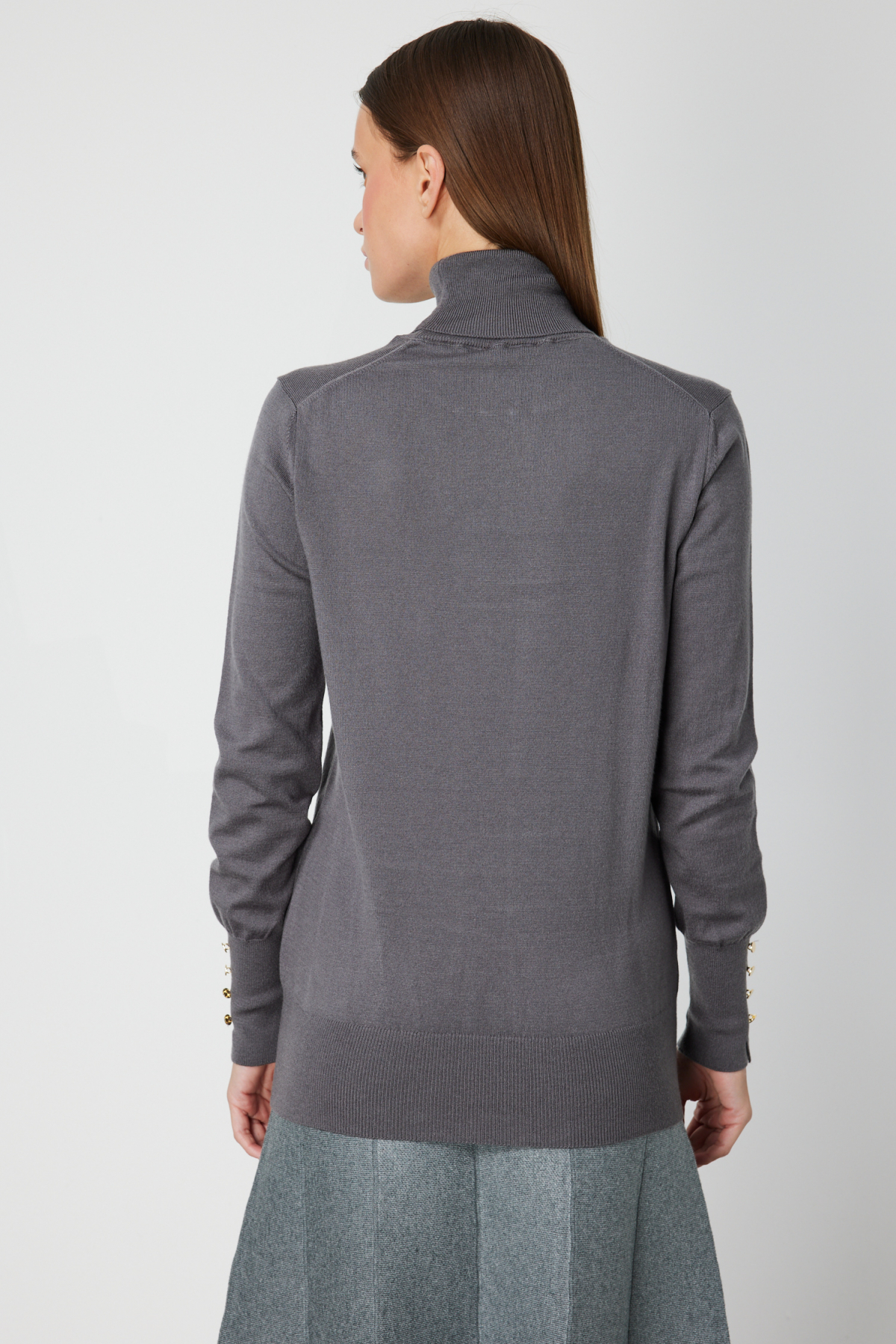 Balıkçı Yaka Triko Kazak - Gri