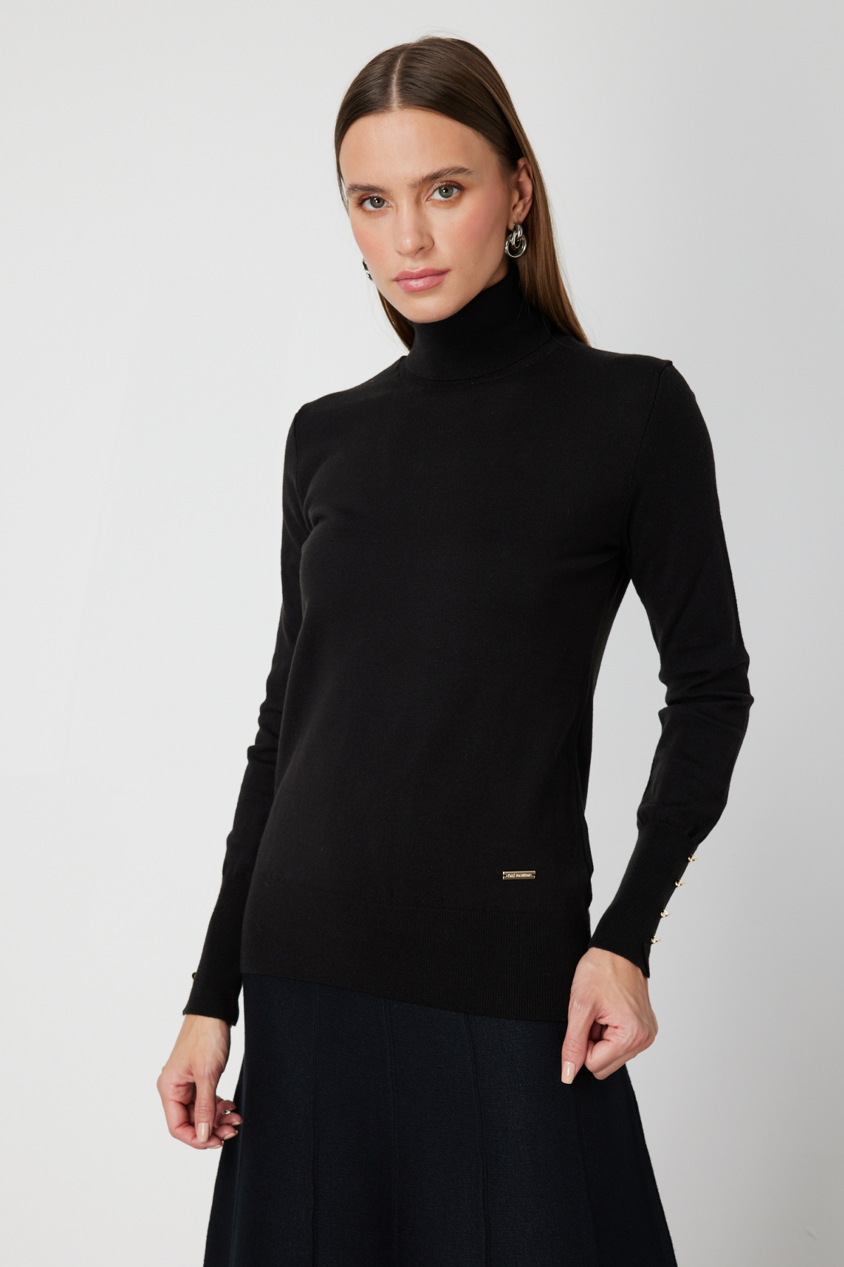 Balıkçı Yaka Triko Kazak - Siyah