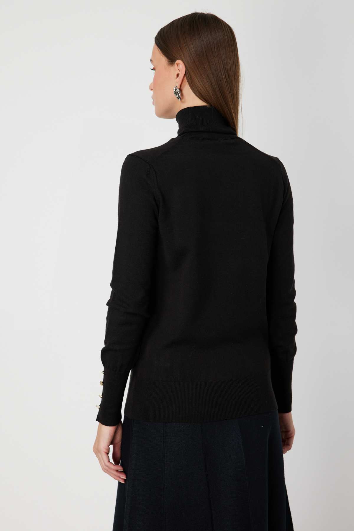 Balıkçı Yaka Triko Kazak - Siyah