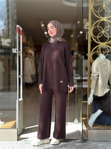 Basic Triko Takım - Kahverengi