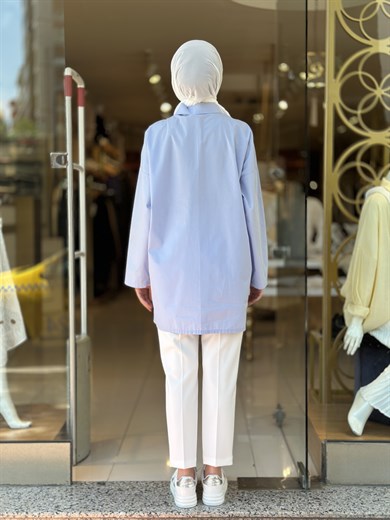 Baskılı Cotton Tunik - Mavi