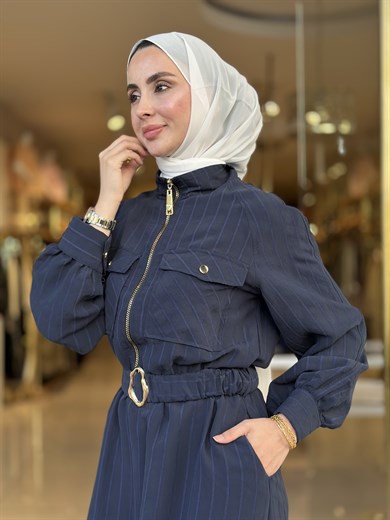 Chic Line Elbise - Lacivert