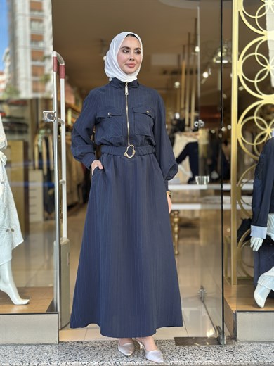 Chic Line Elbise - Lacivert
