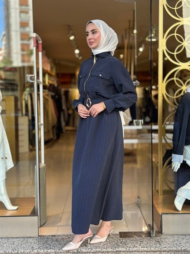 Chic Line Elbise - Lacivert