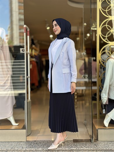 Cotton Blazer  Ceket - Mavi 