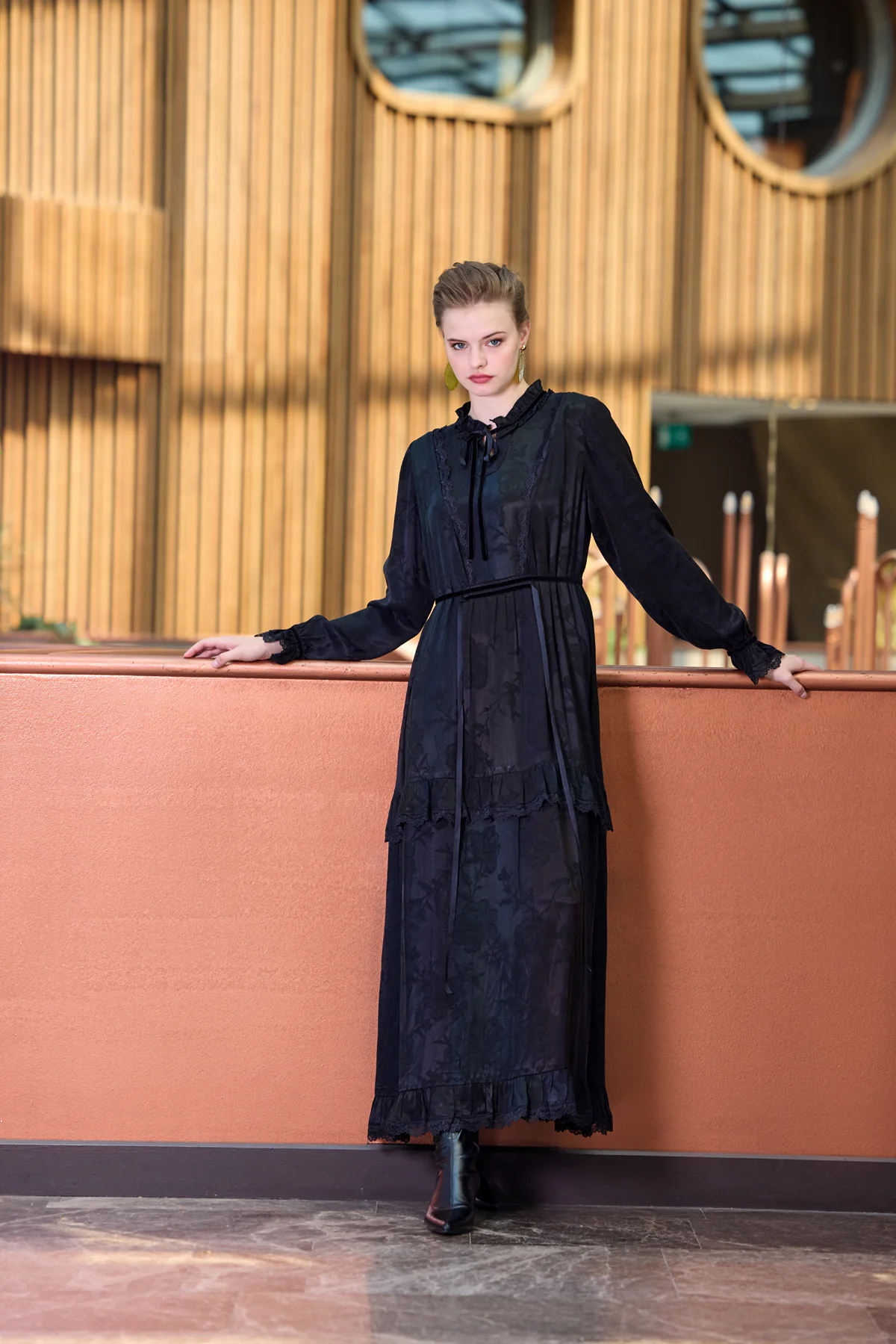 Cupro Jakar İpek Elbise - Siyah