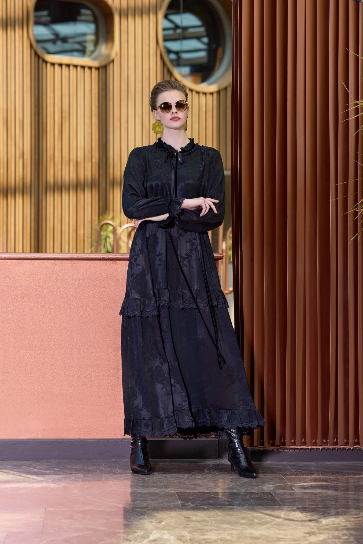 Cupro Jakar İpek Elbise - Siyah