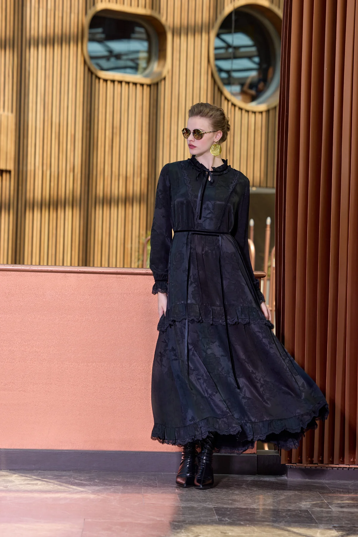 Cupro Jakar İpek Elbise - Siyah