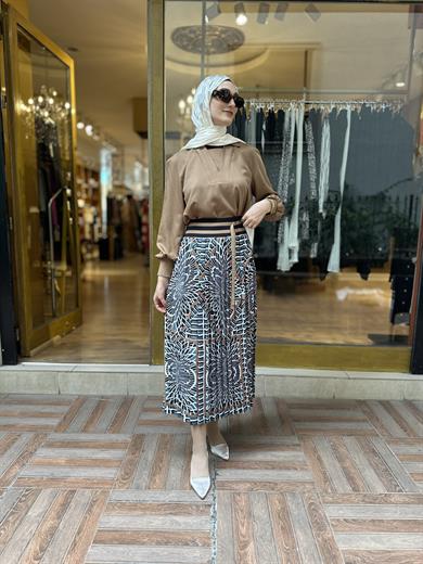 Desenli Piliseli Etek 