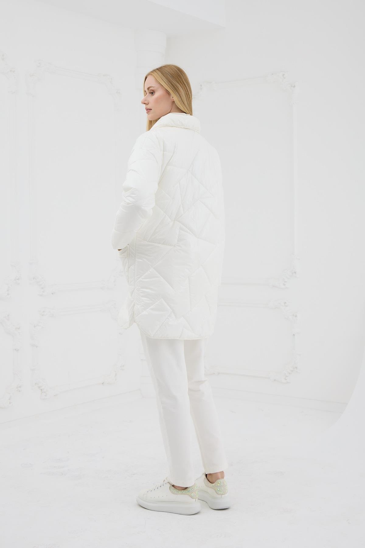 Gold Nakışlı Rugan Kaban - Ekru