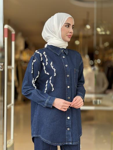 İncili Denim Takım - Lacivert 