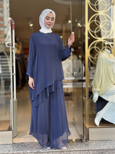 İthal İpek Nice Pantolonlu  Takım - Lacivert