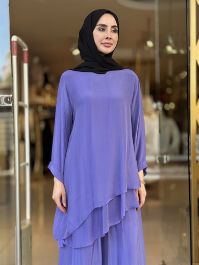 İthal İpek Nice Pantolonlu Takım - Mor
