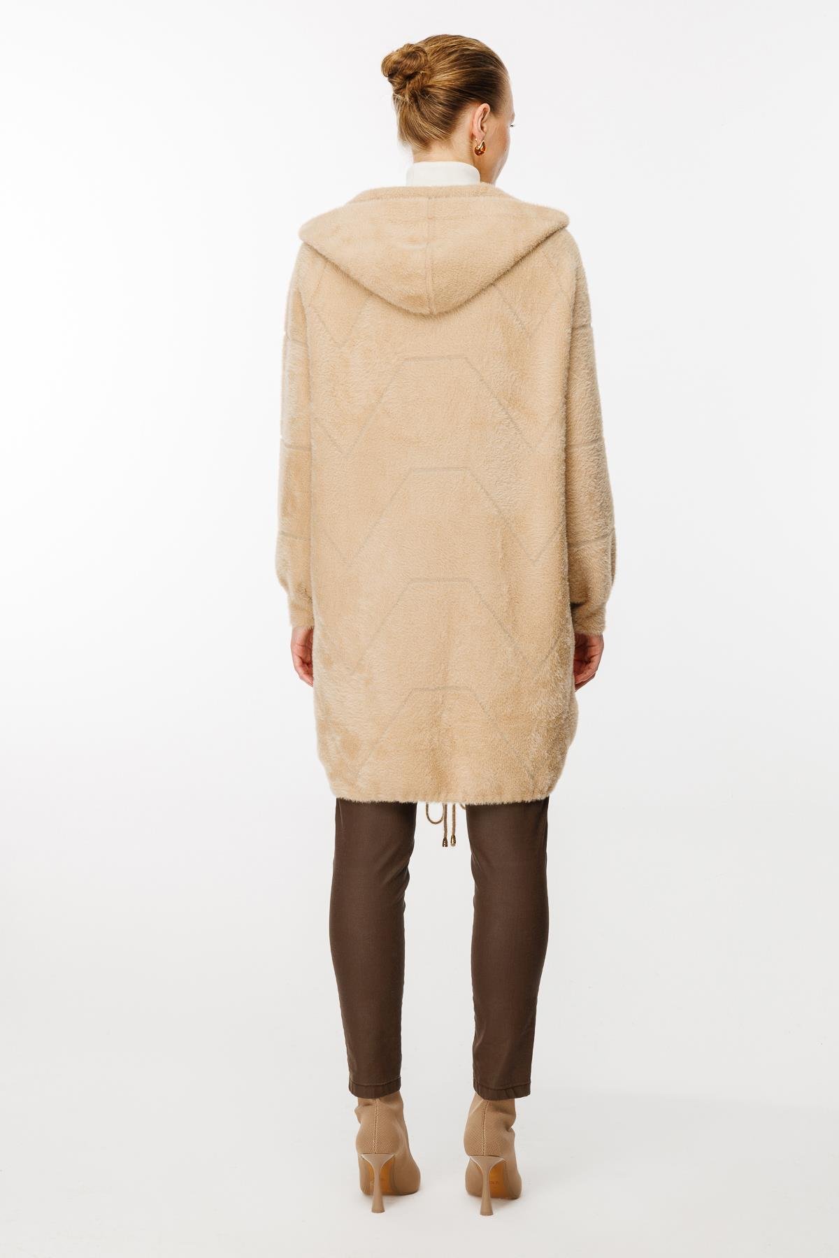 Kapüşonlu Kaban Angora - Camel