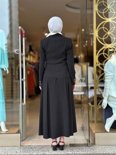Klasik Ceket Etek Takım - Siyah 