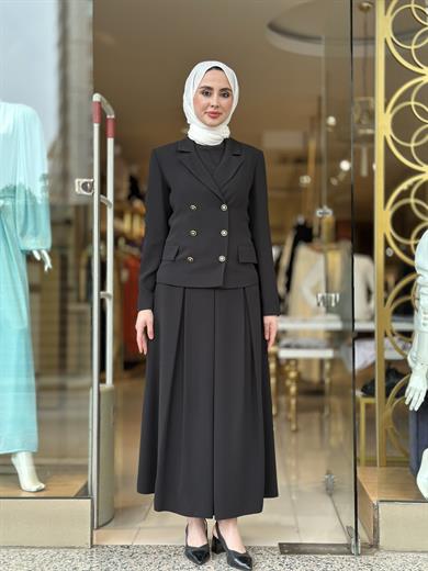 Klasik Ceket Etek Takım - Siyah 