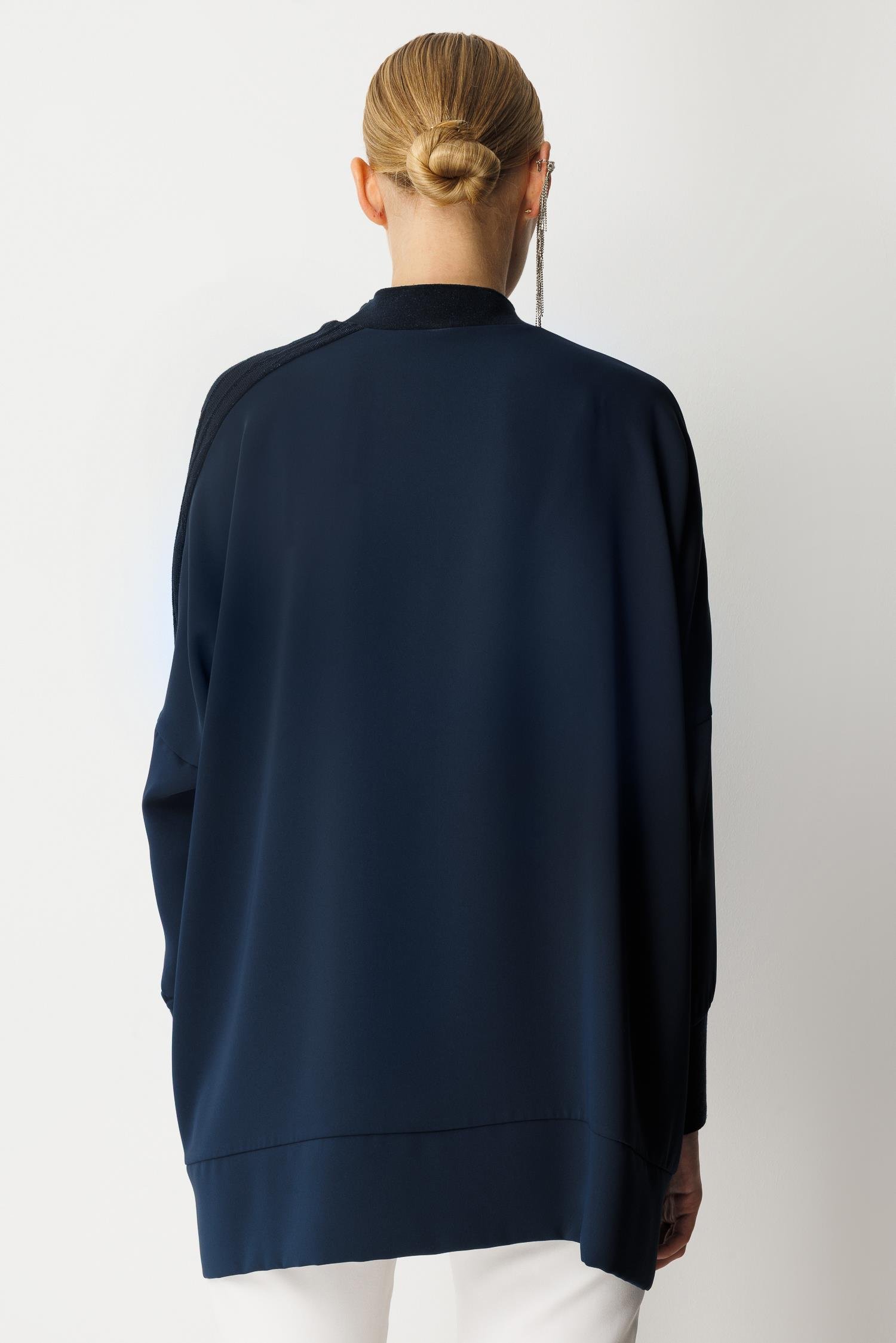 Kol Detaylı Oversize Tunik - Lacivert